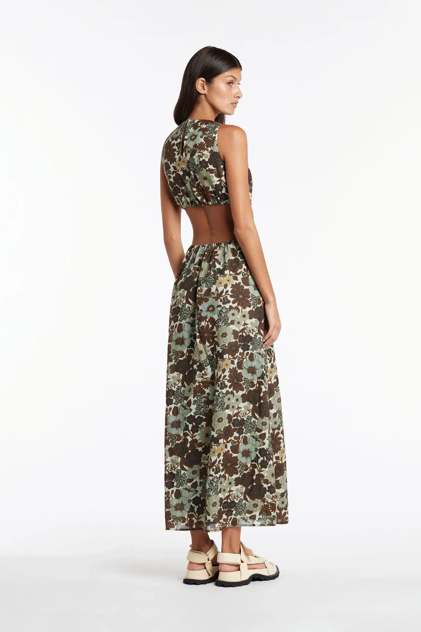 Sir the Label Constantine Cut Out Midi Dress Print Size AU 10 - Image 3