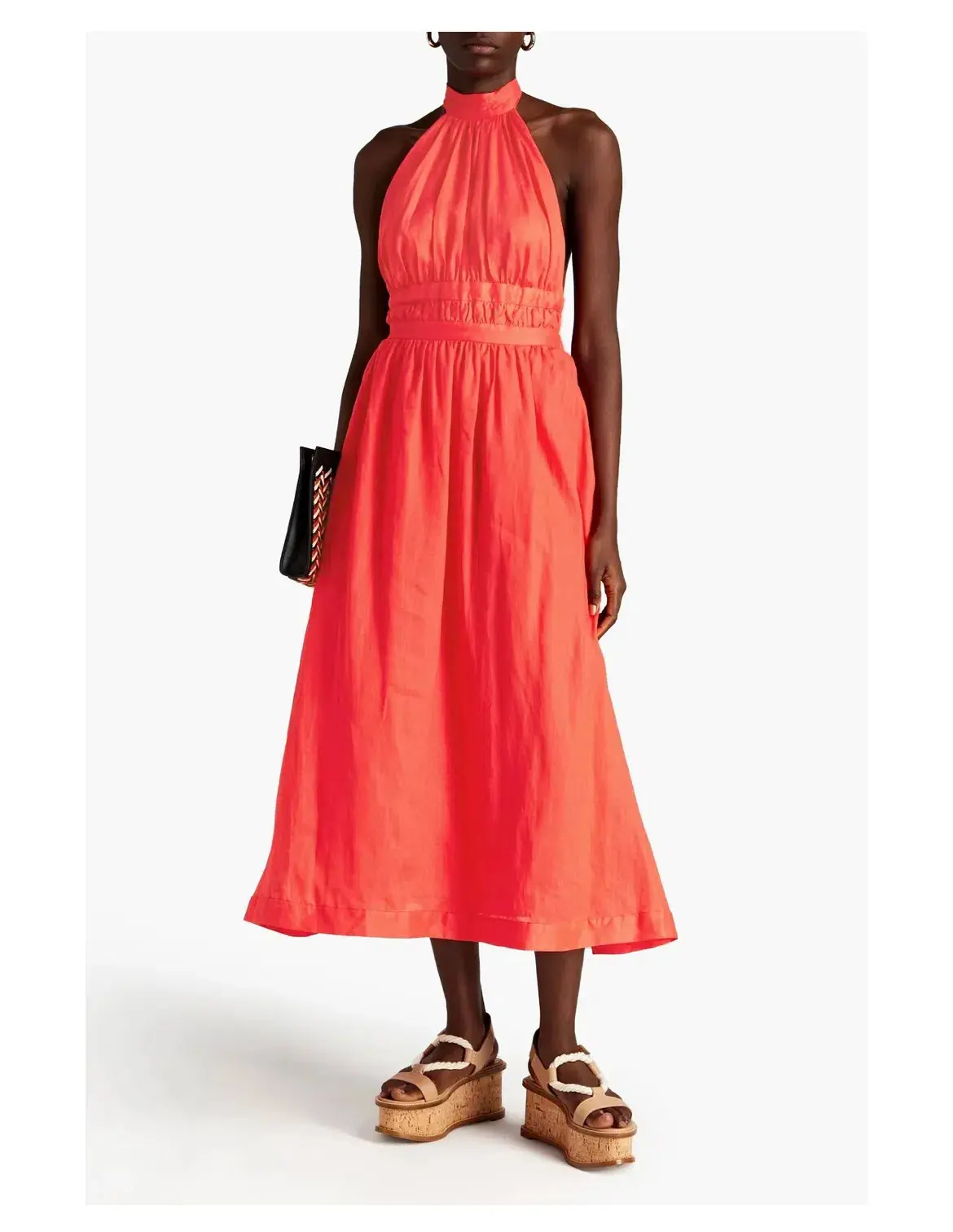 Zimmermann Shelley Halter Neck Midi Dress Orange Size 1 / Au 10 - Image 1