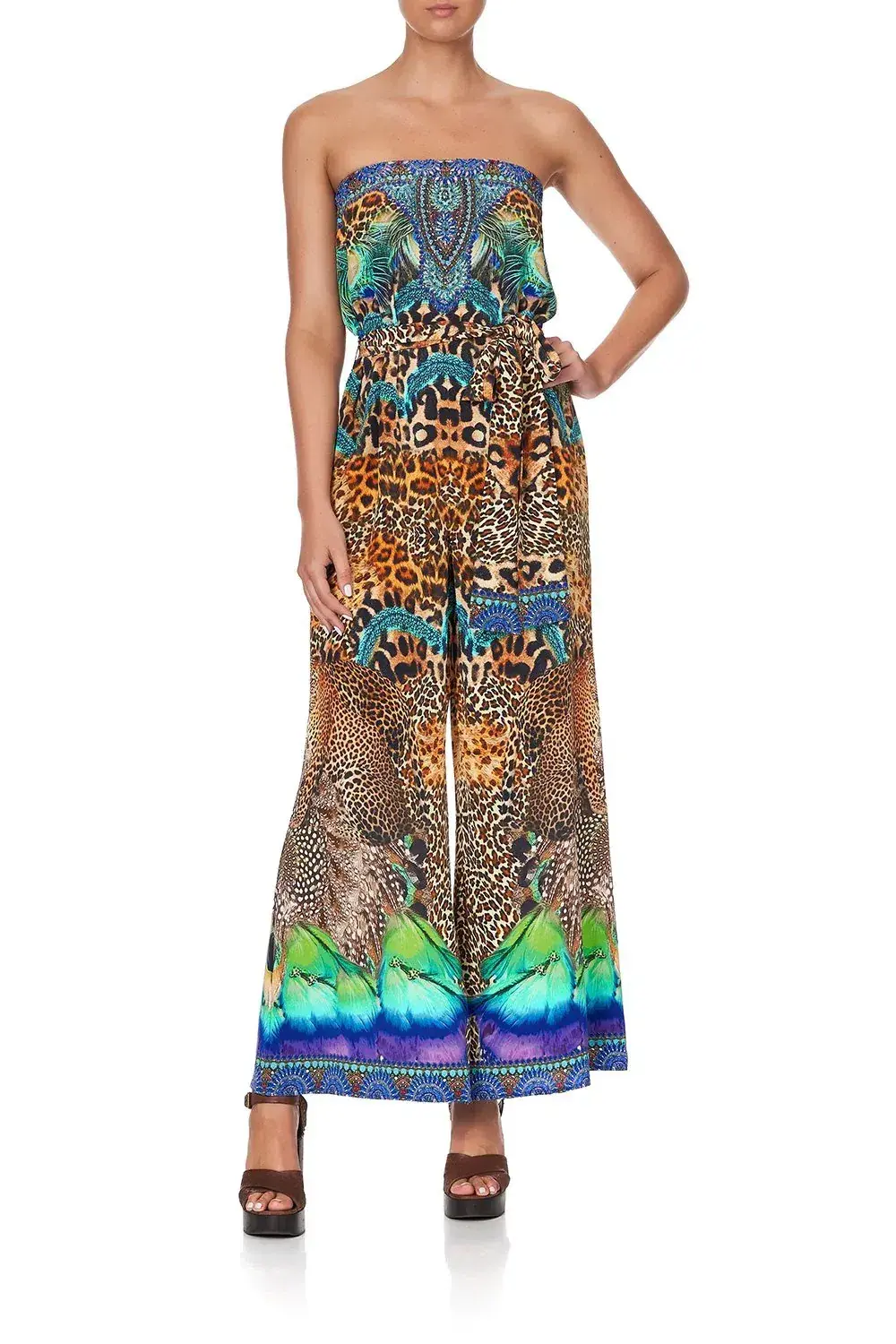 Camilla Mother Xanadu Tie Waist Strapless Jumpsuit Print Size XL - Image 4