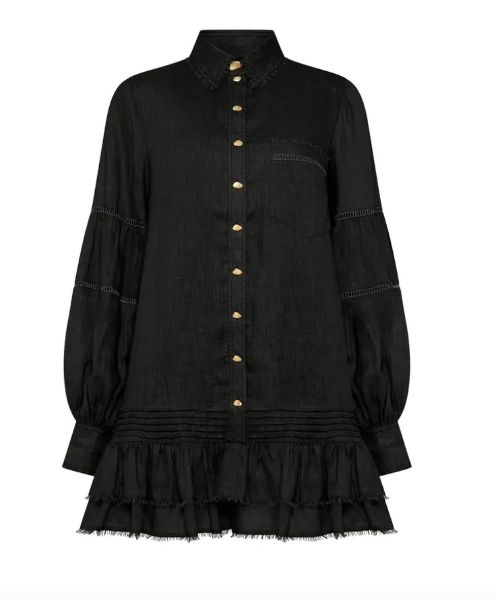 AJE Lotus Shirt Dress Black Size 10  - Image 3