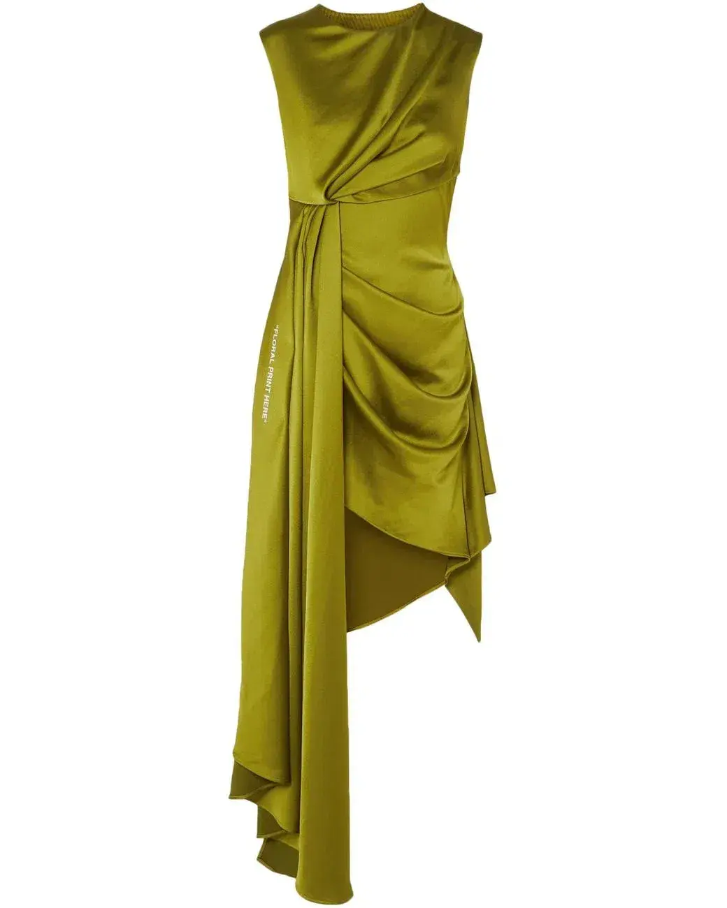 Off White Asymmetric Satin Dress Green Size 6  - Image 4