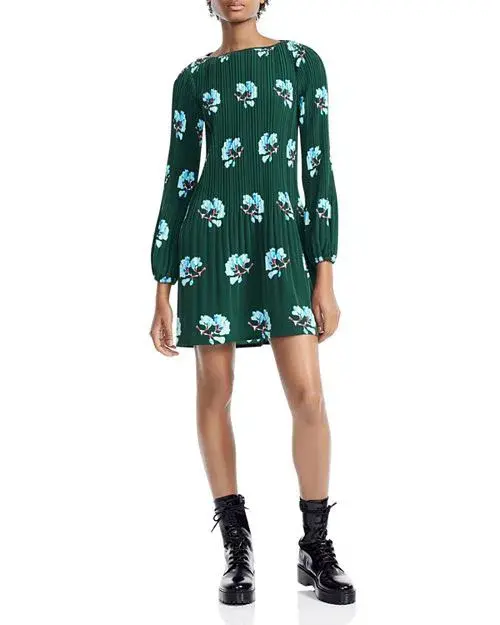 Maje Rockinet Pleated Dress Green Size 1 - Image 1