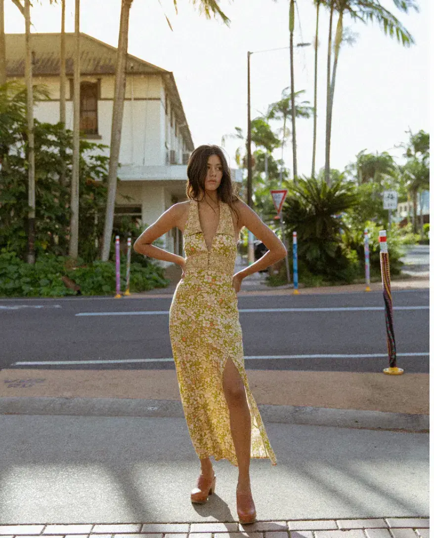 Golden Brown The Label Moneypenny Dress Bloom Yellow Size AU  6  - Image 3