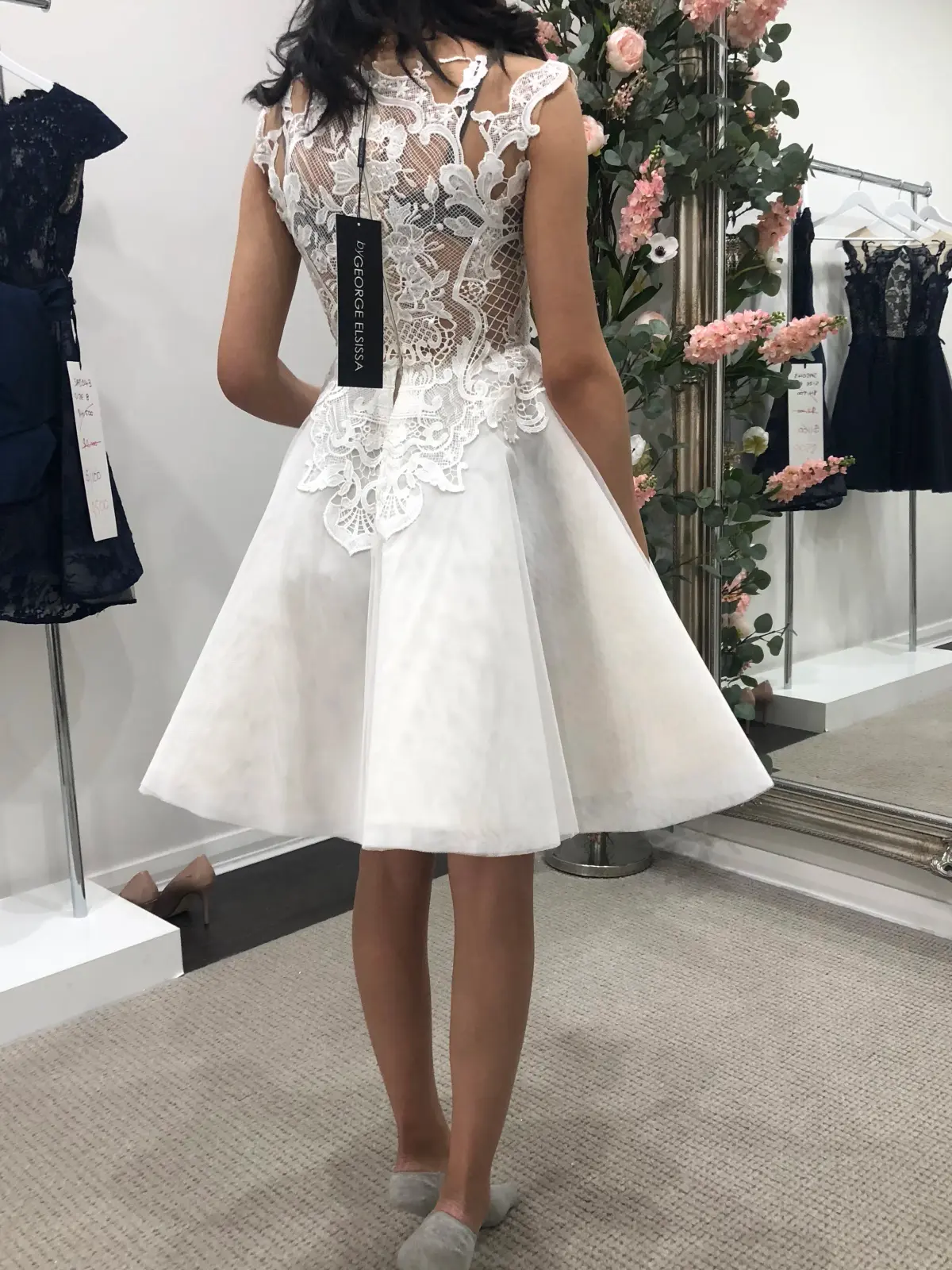 George Elsissa Nadia Lace & Tulle Mini Dress White Size 6 - Image 2