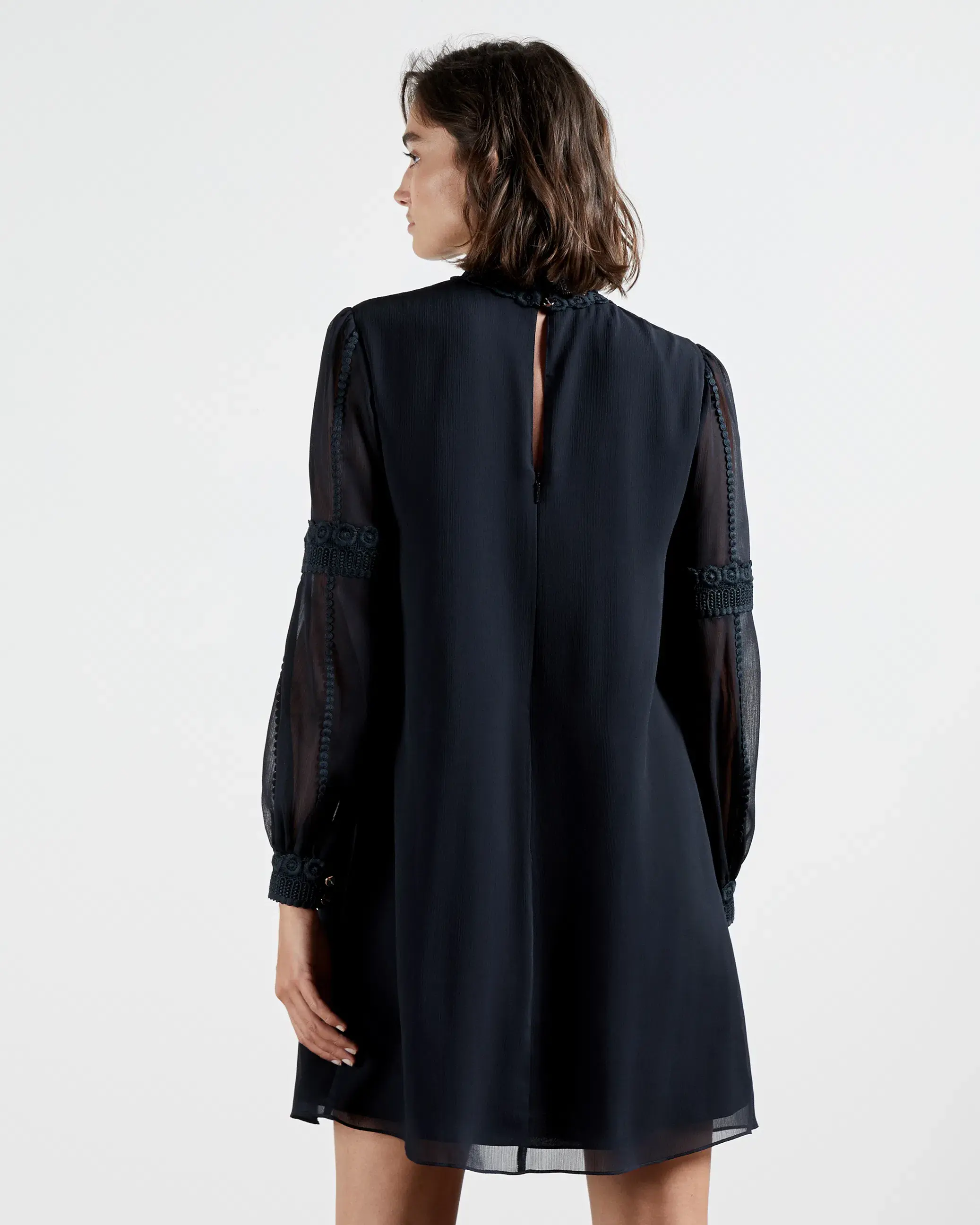 Ted Baker Georrgi Embroidered Mini Dress Navy Size 4 - Image 3