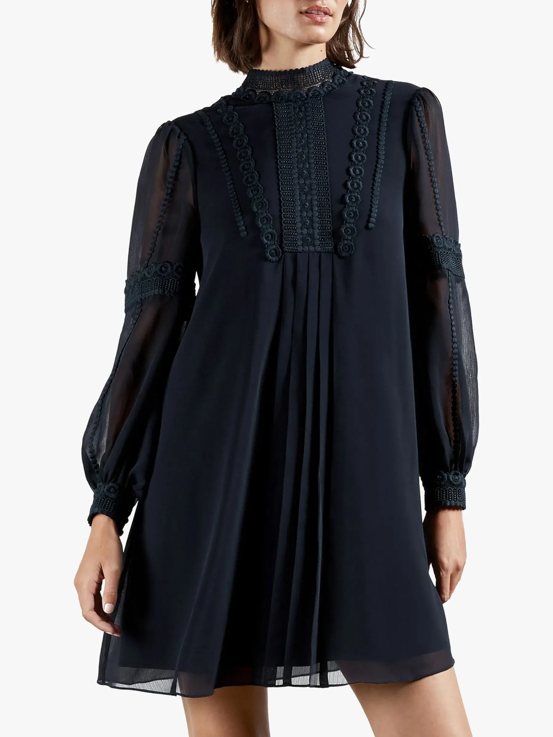 Ted Baker Georrgi Embroidered Mini Dress Navy Size 4 - Image 2