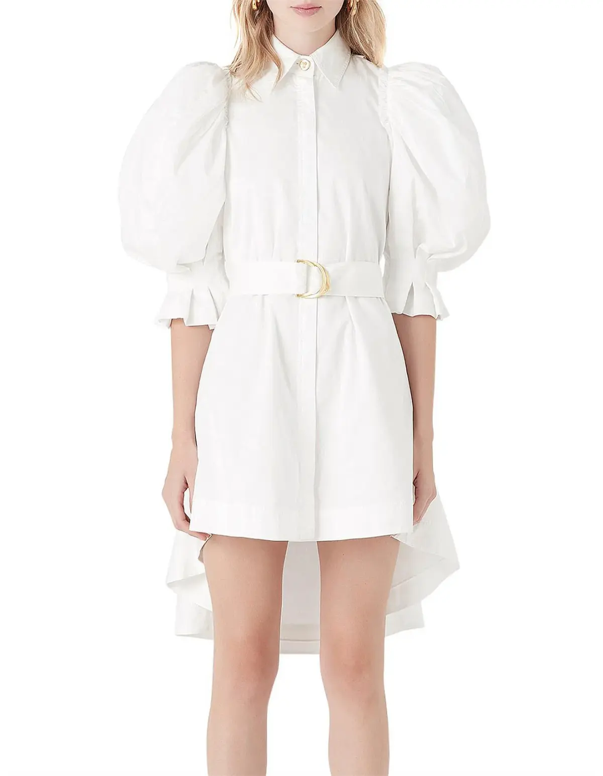 Aje Eucalypt Puff Sleeve Shirt Dress White Size 8 - Image 1
