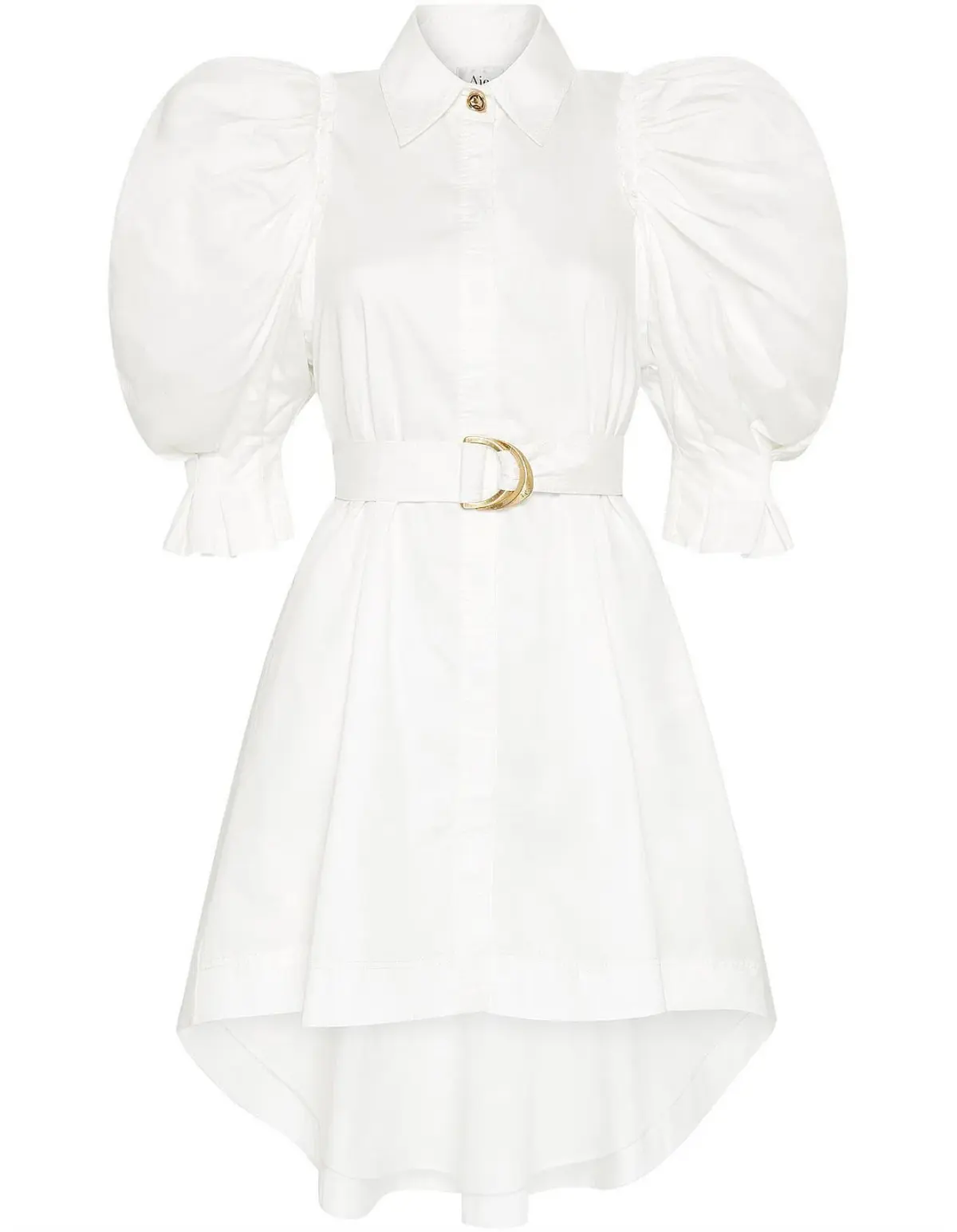 Aje Eucalypt Puff Sleeve Shirt Dress White Size 8 - Image 4