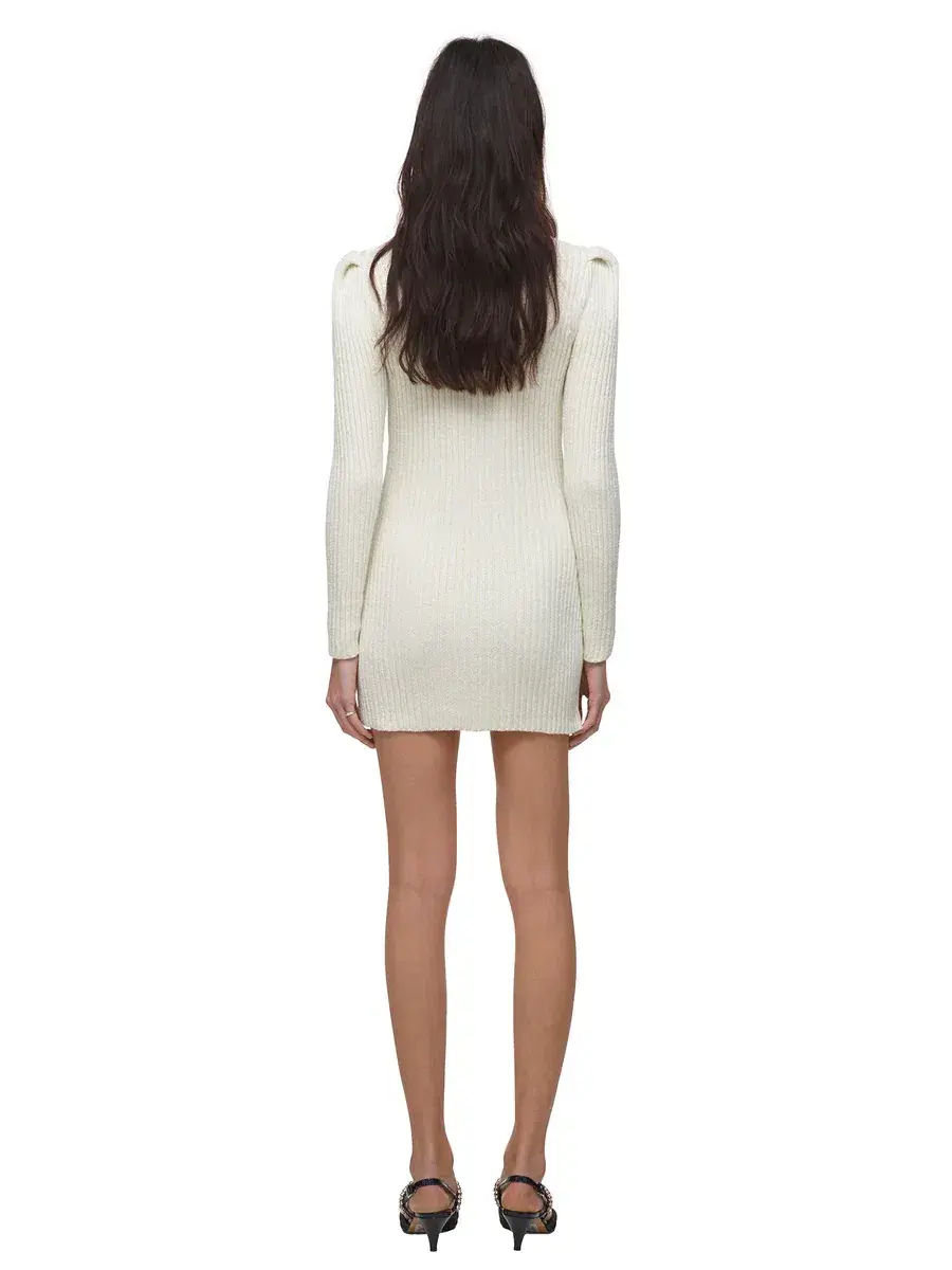 Self Portrait Lurex Knit Dress  Ivory Size 6-8 - Image 3