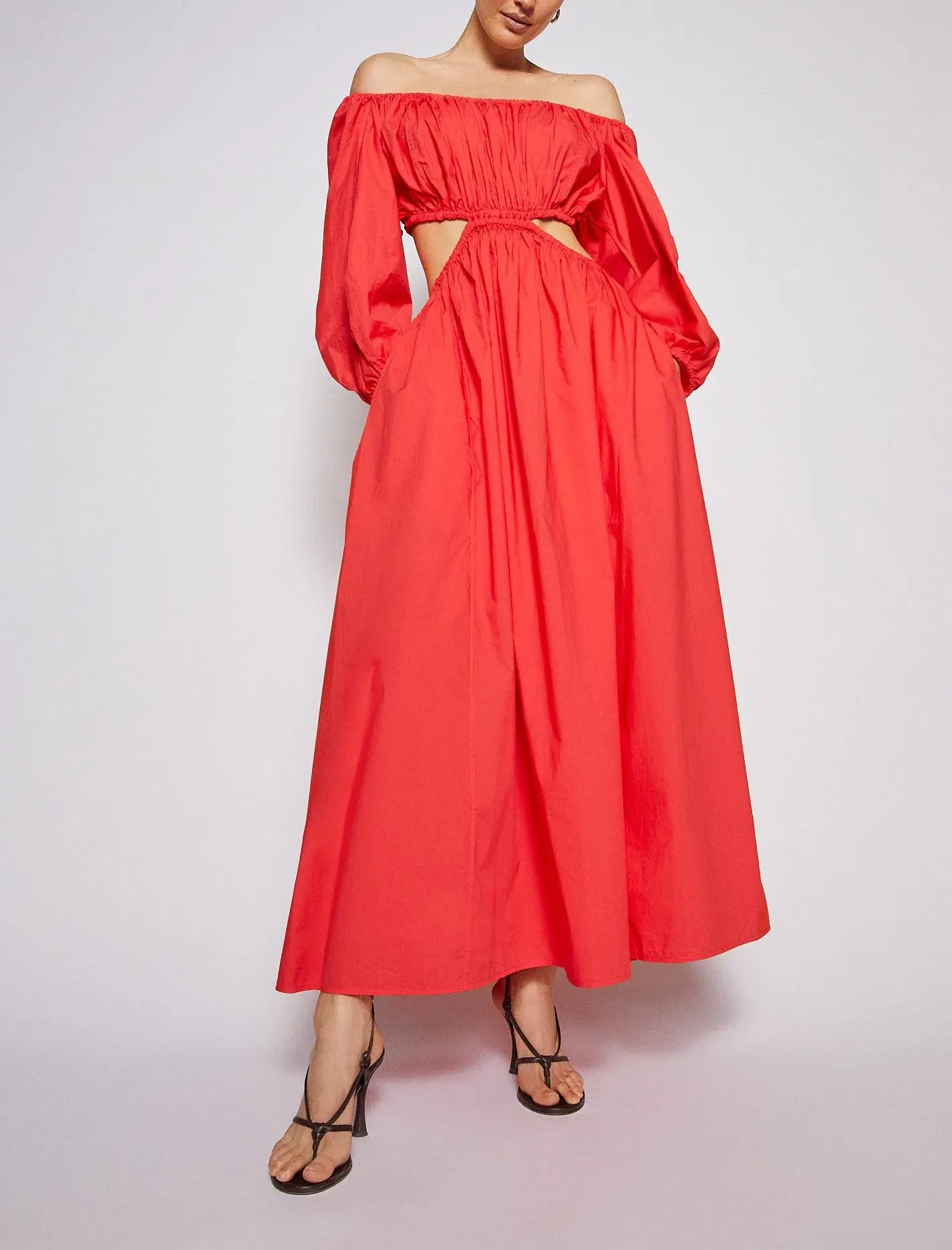 Scanlon Theodore Parachute Cotton Gather Dress Poppy Size 6 - Image 1