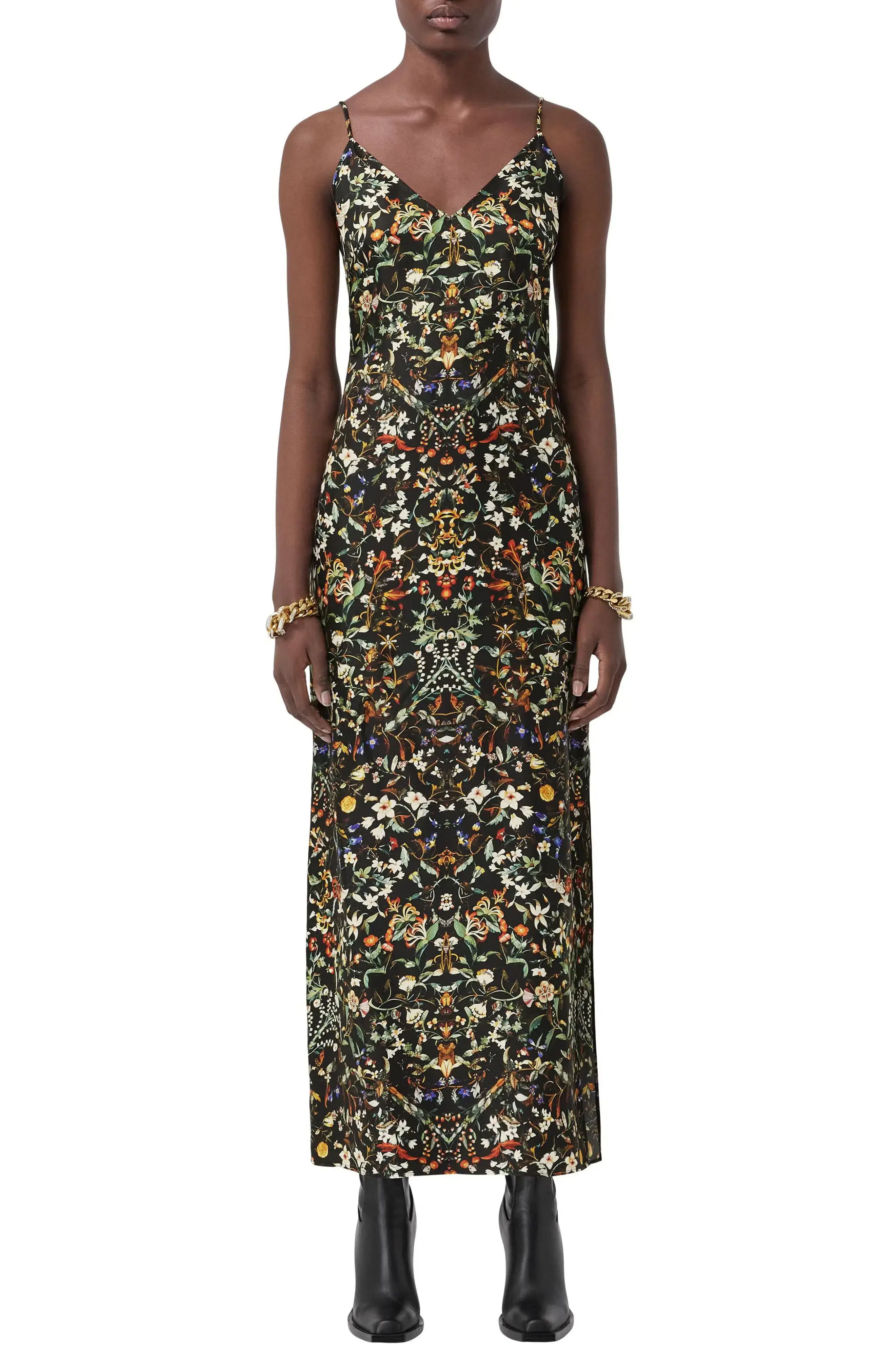 Burberry Maris Floral Silk Slip Dress Black Size 10  - Image 1