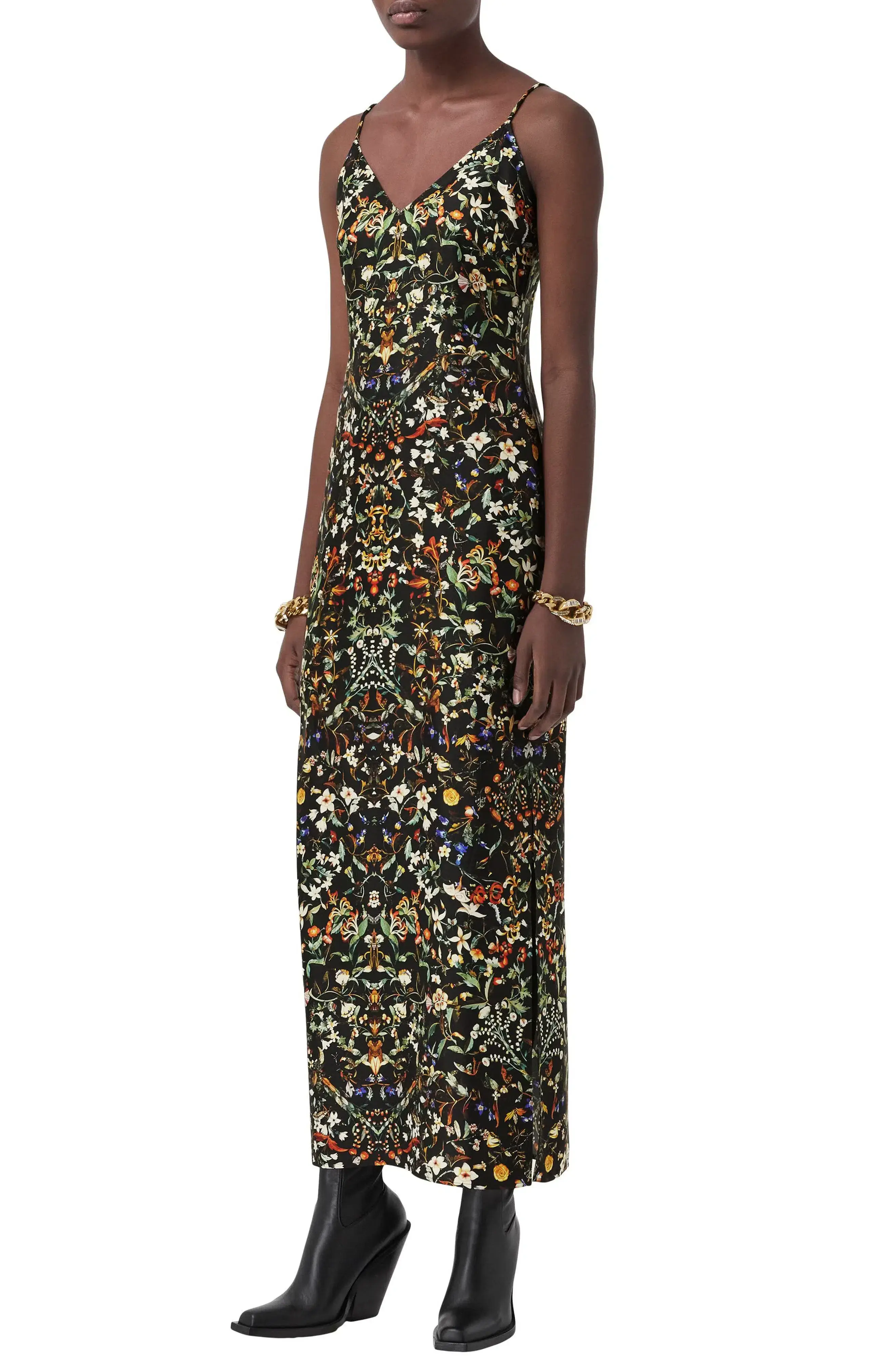Burberry Maris Floral Silk Slip Dress Black Size 10  - Image 2