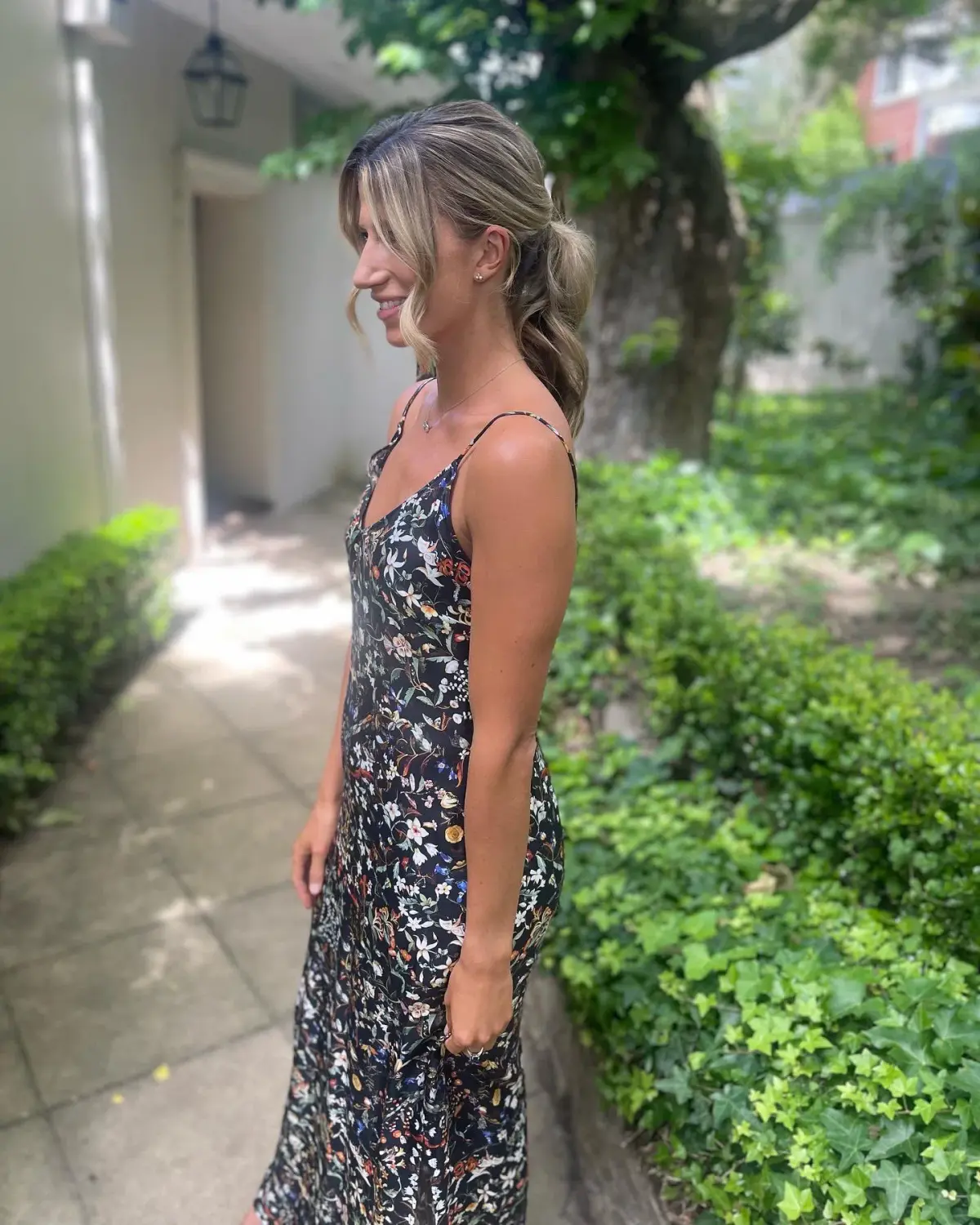Burberry Maris Floral Silk Slip Dress Black Size 10  - Image 6
