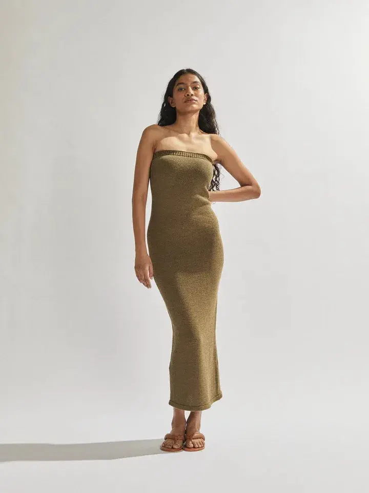 One Mile the Label Cora Maxi Dress Khaki Size S - Image 1