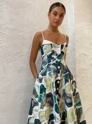 Alemais - Siena Bandeau Midi Dress Green - Size 10 for rent on The Volte - main image