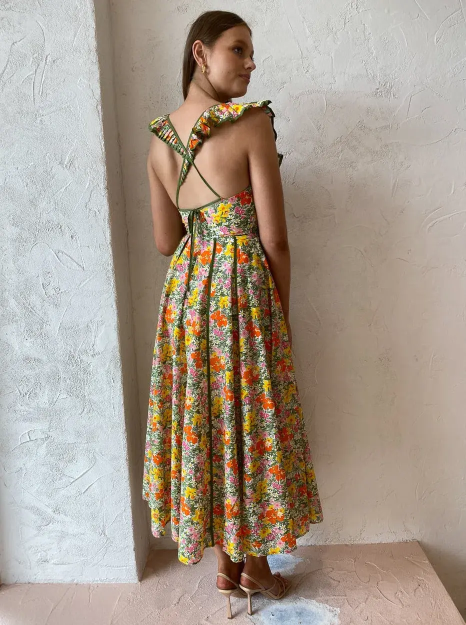 Alemais - Cabana Midi Apron Dress Print - Size 10 for rent on The Volte - main image