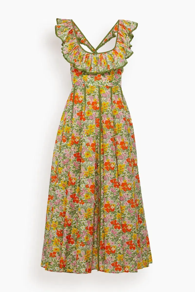 Alemais - Cabana Midi Apron Dress Print - Size 10 for rent on The Volte - main image