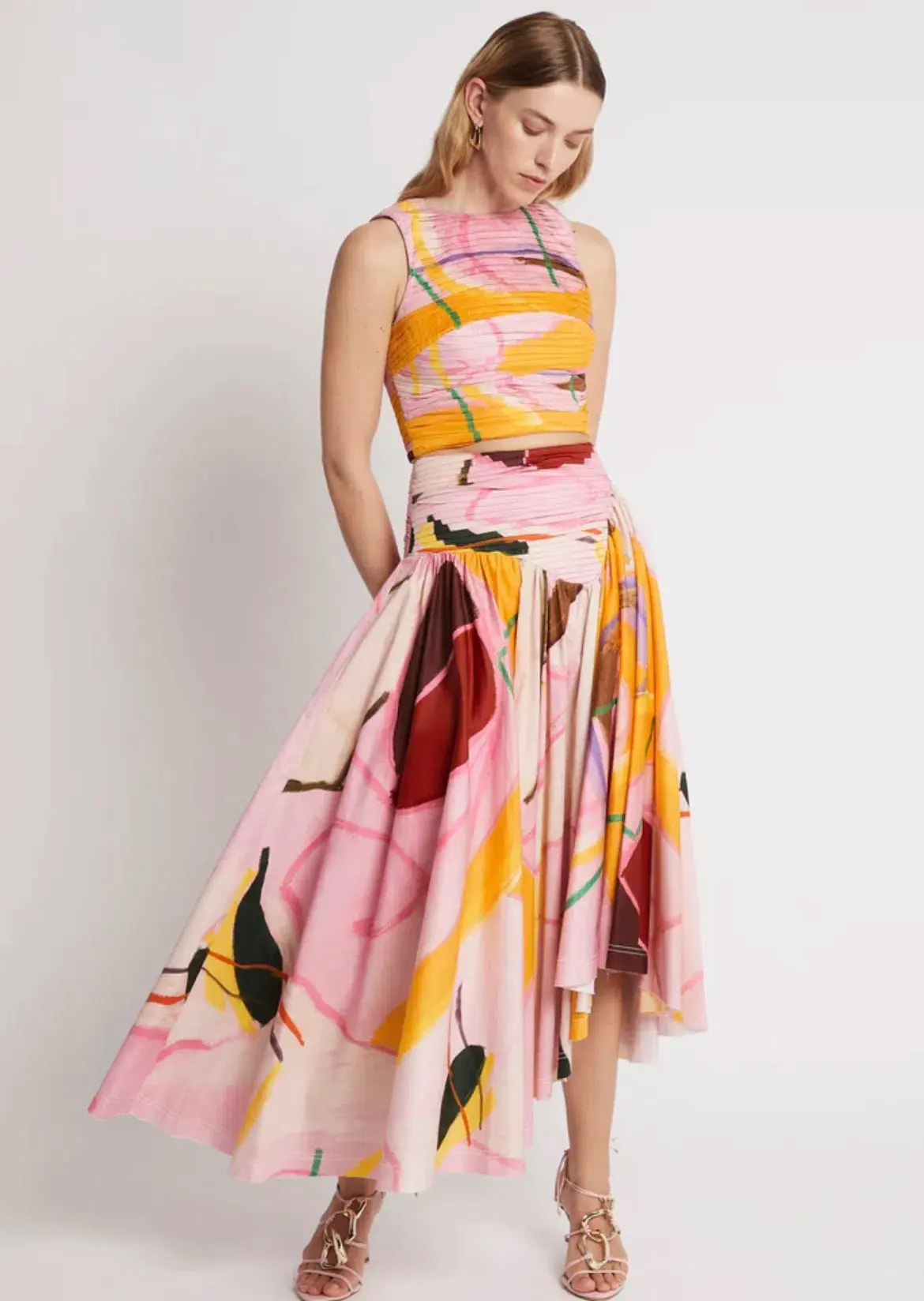 AJE Jolie Asymmetrical Midi Skirt Print Size 6 - Image 3