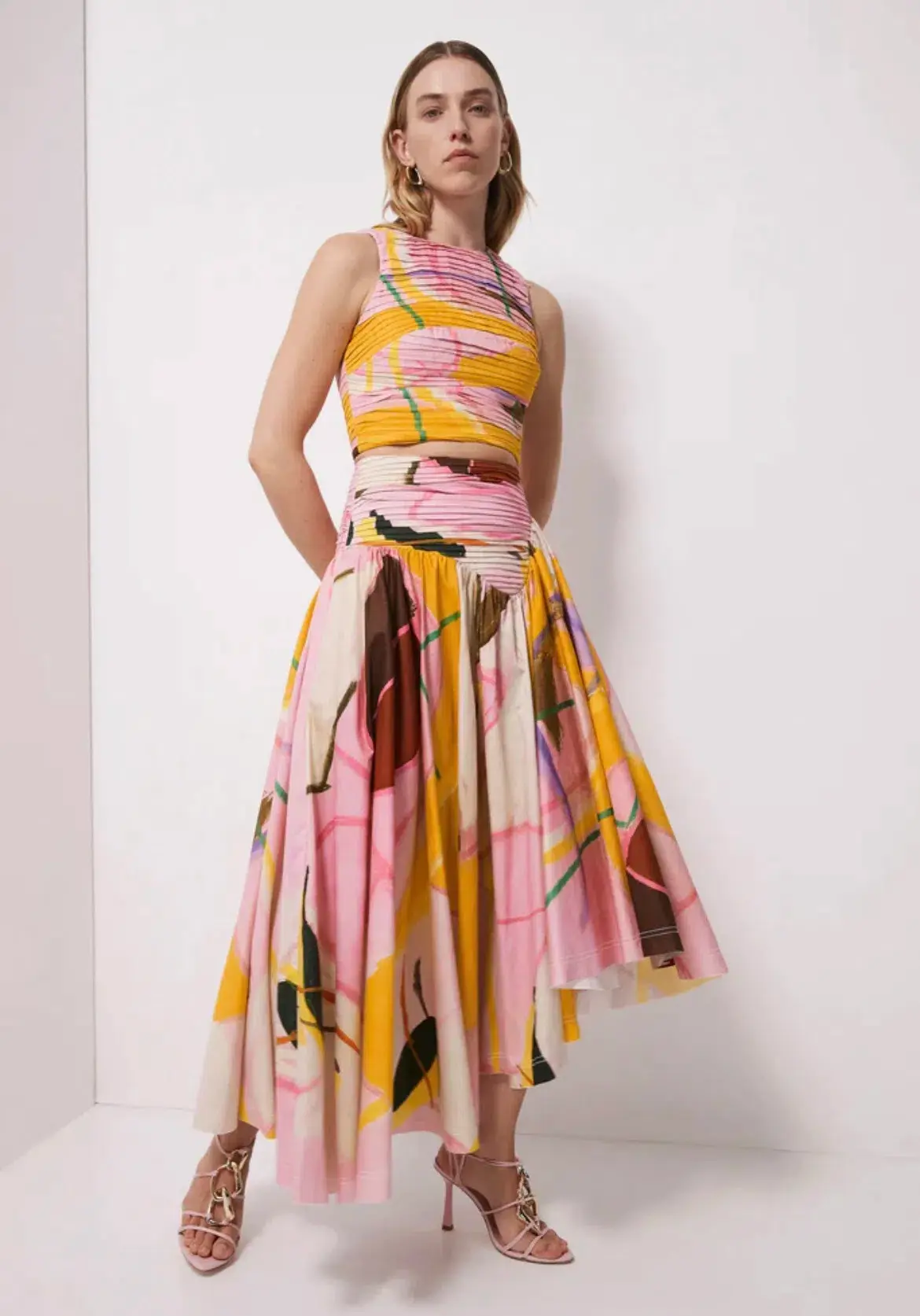 AJE Jolie Asymmetrical Midi Skirt Print Size 6 - Image 1