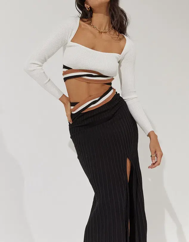 Sovere Inertia Knit Crop Top and Midi Skirt Set Size 6 - Image 5