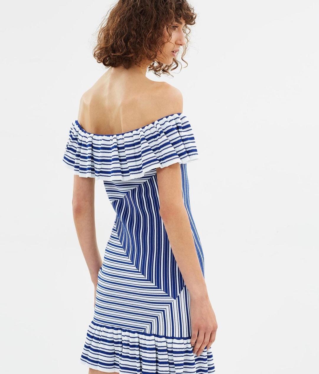 Rebecca Vallance Corsica Mini Dress Blue Stripe Size AU 10 for rent on The Volte - main image