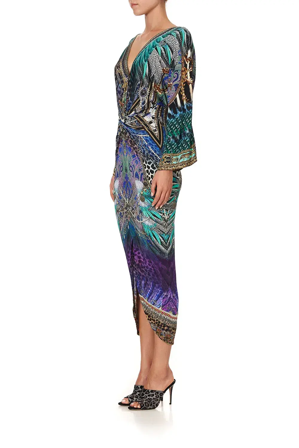 Camilla Animal Army Long Split Front Twist Dress Print XXXL - Image 3