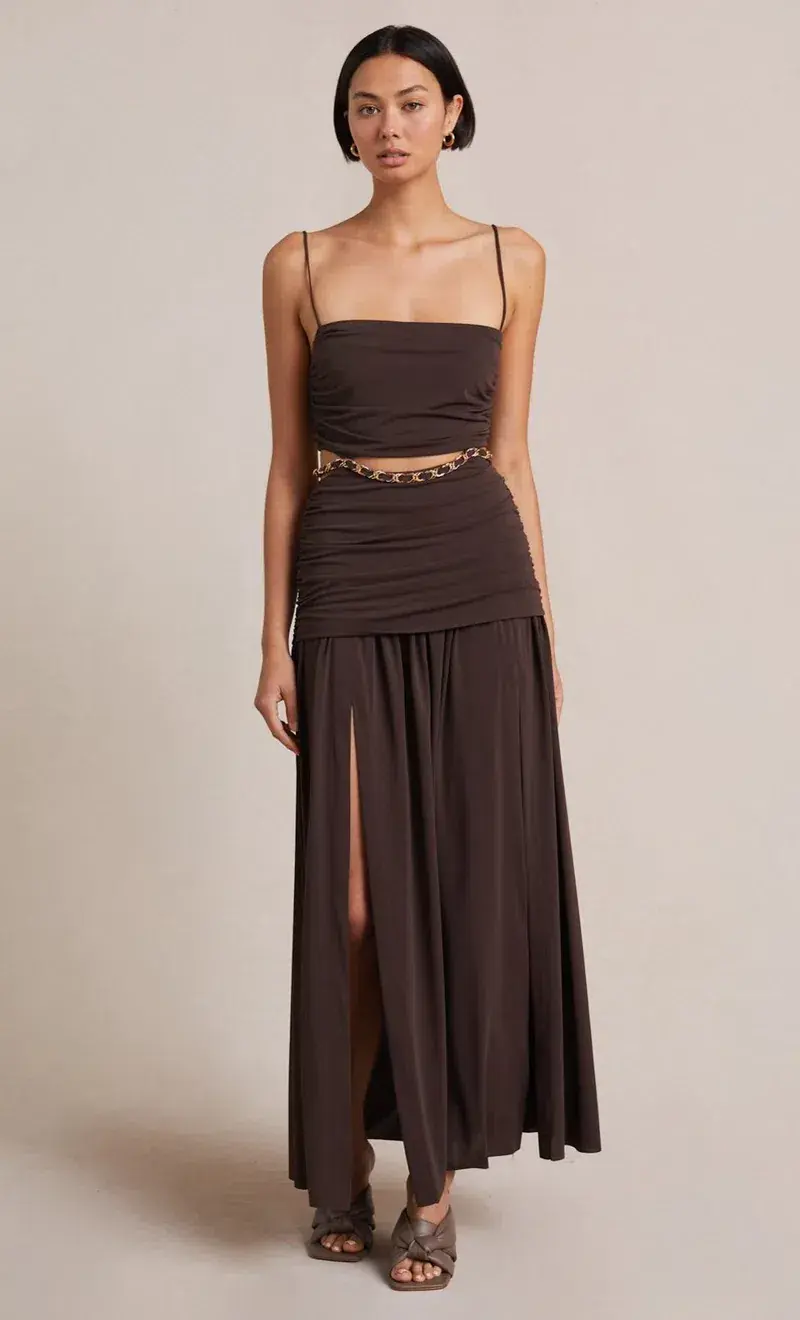 Bec & Bridge Joelene Maxi Dress Cognac Brown Size S for rent on The Volte - main image