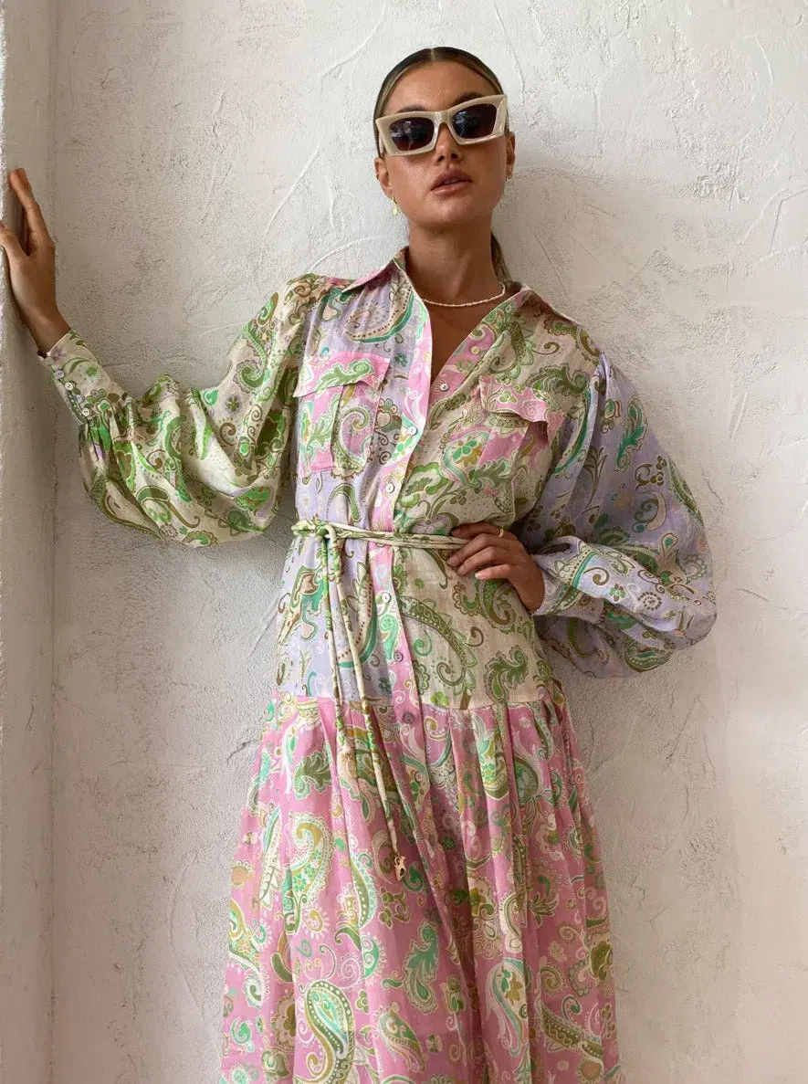 Alemais - Marta Patchwork Shirt Dress Print - Size 12 - Image 6