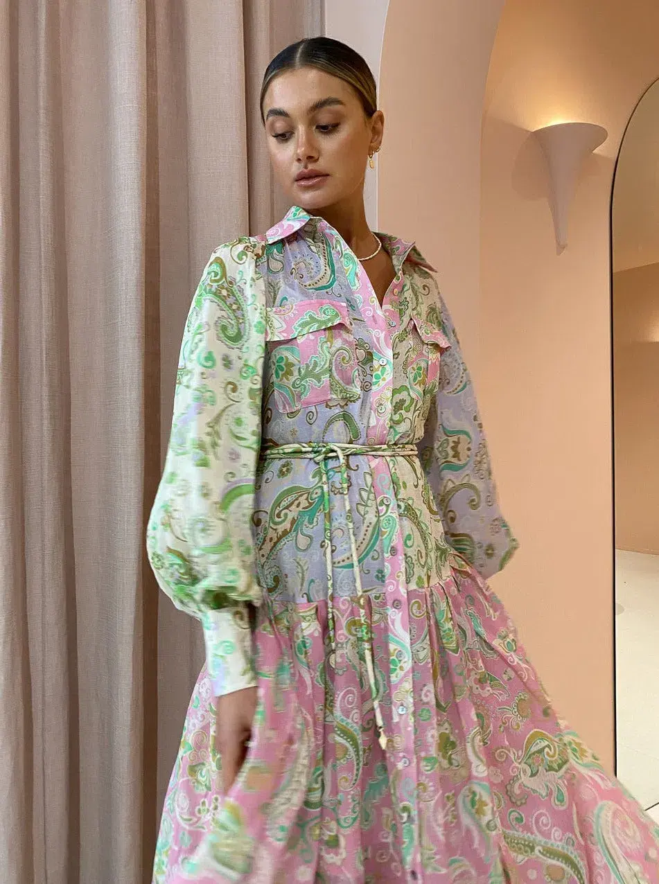 Alemais - Marta Patchwork Shirt Dress Print - Size 12 - Image 1