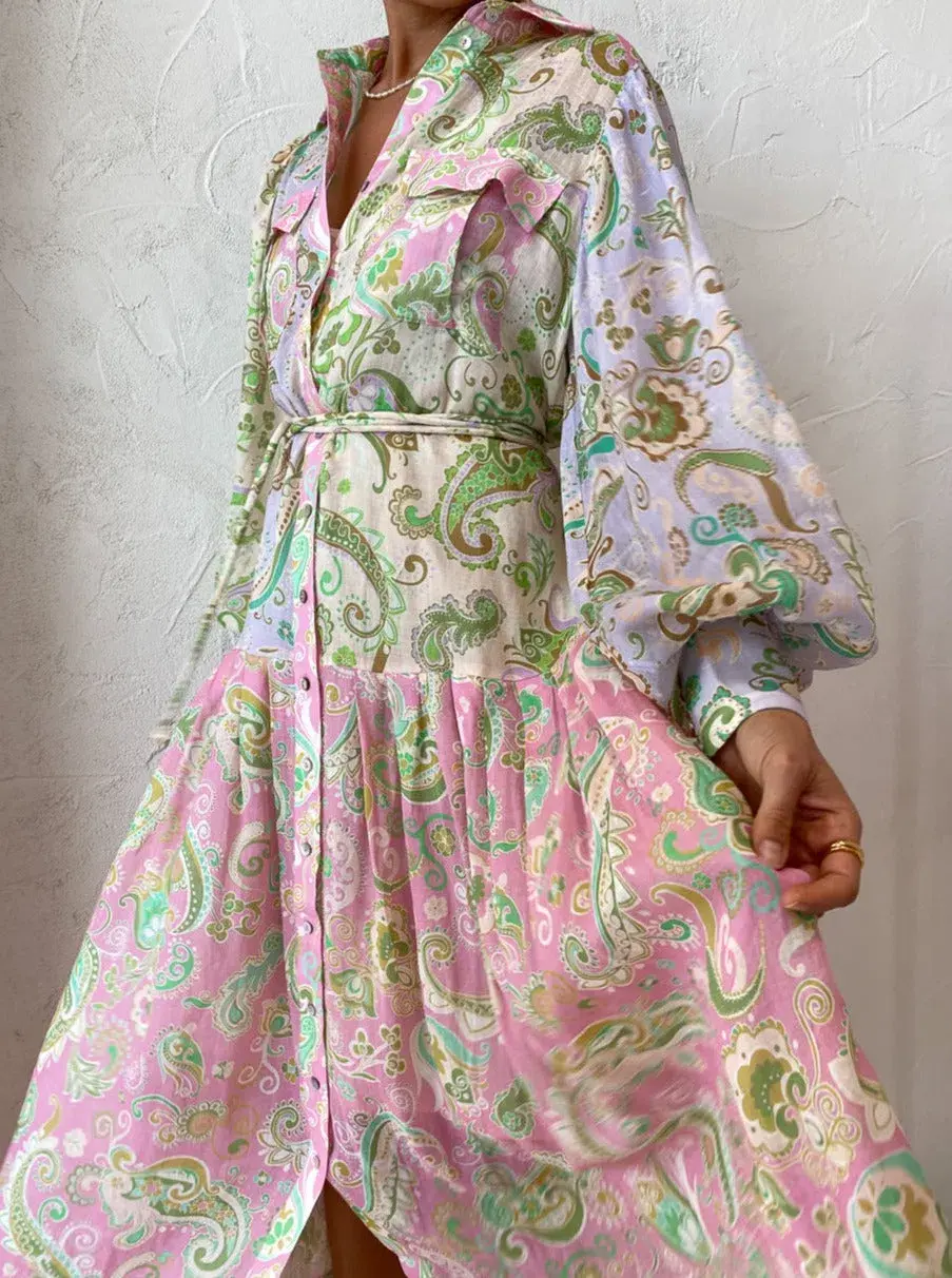 Alemais - Marta Patchwork Shirt Dress Print - Size 12 - Image 5