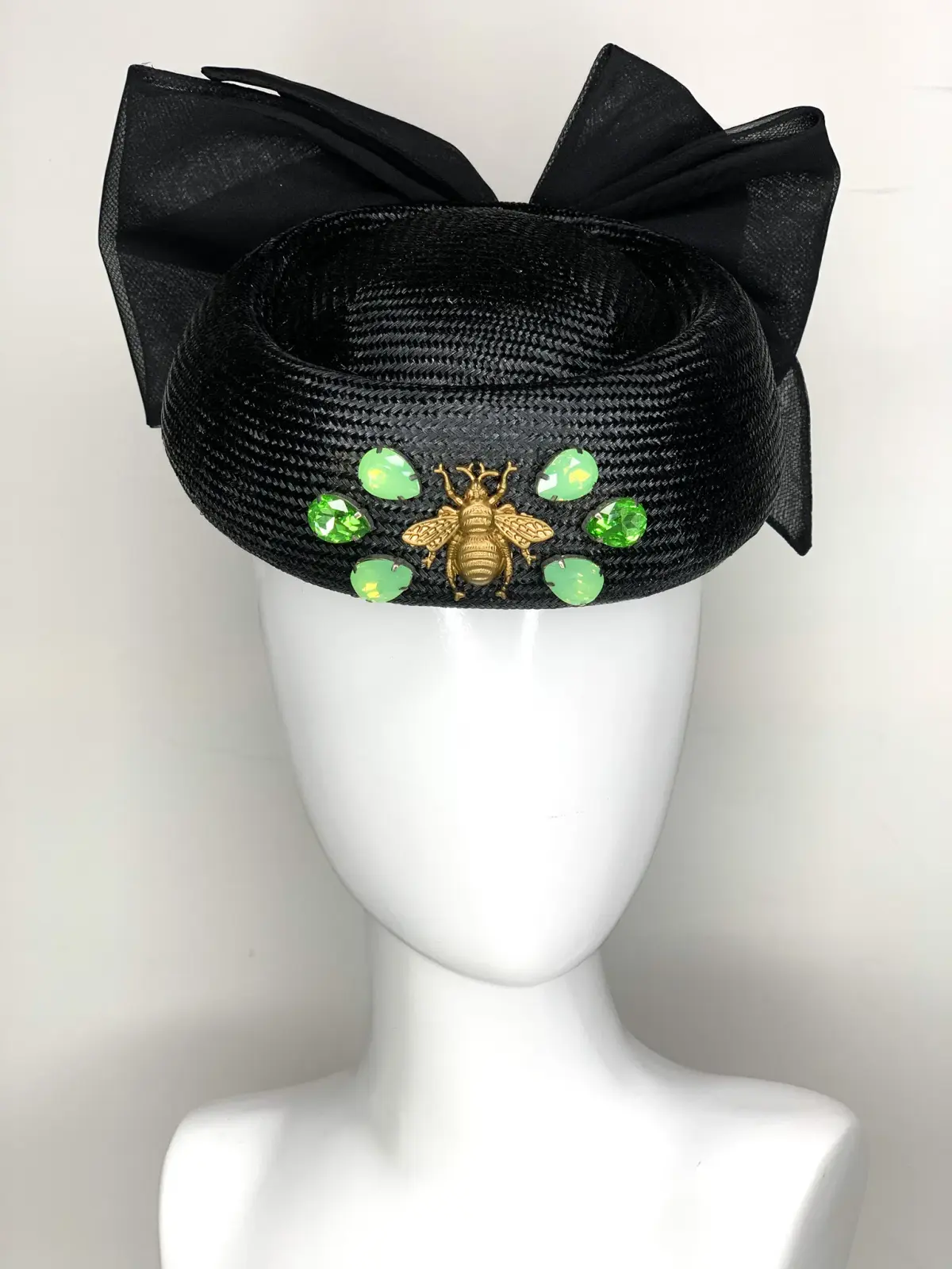 Halo & Rose Pillbox Hat Black/Green  - Image 5