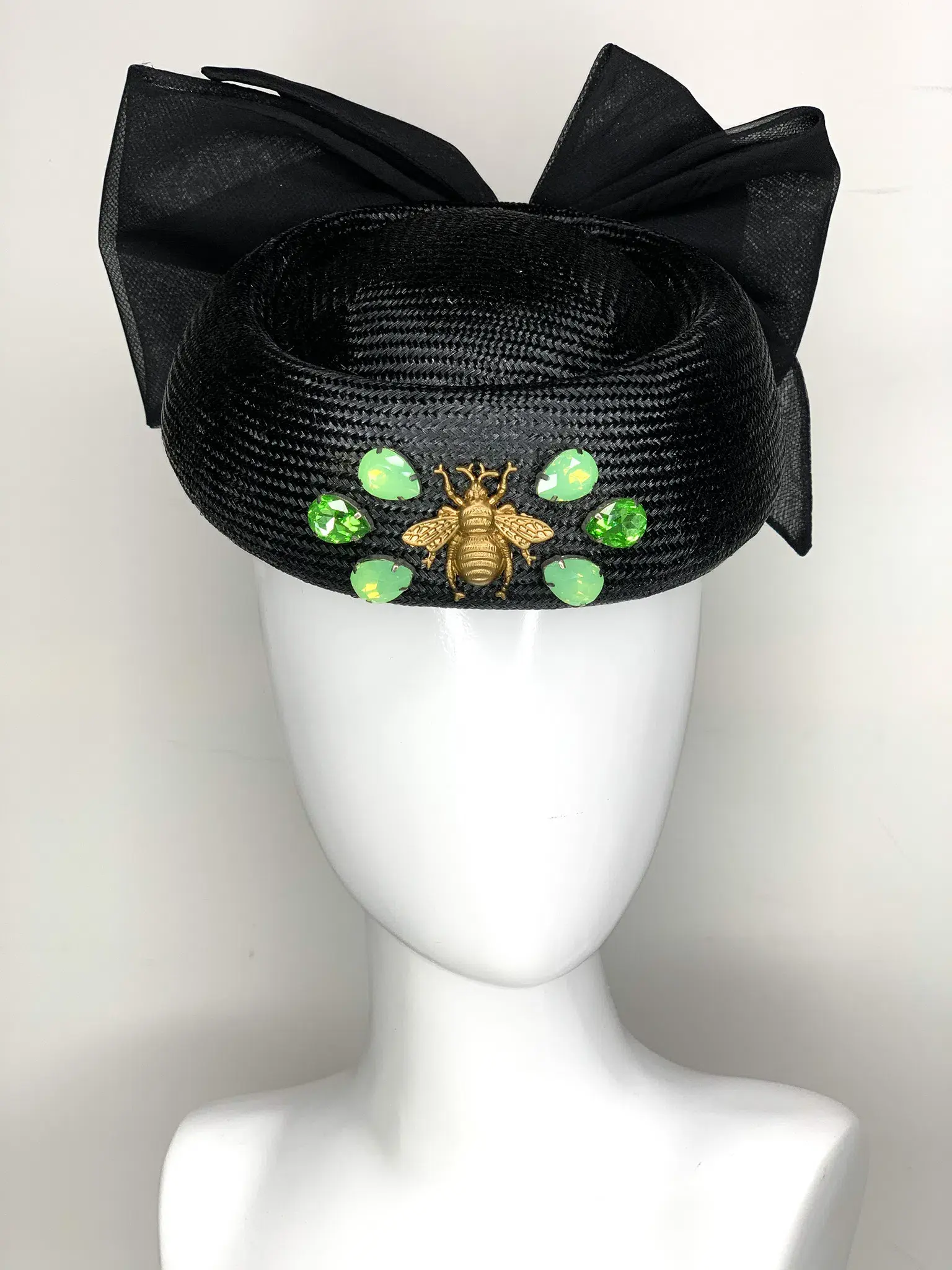 Halo & Rose Pillbox Hat Black/Green  - Image 5