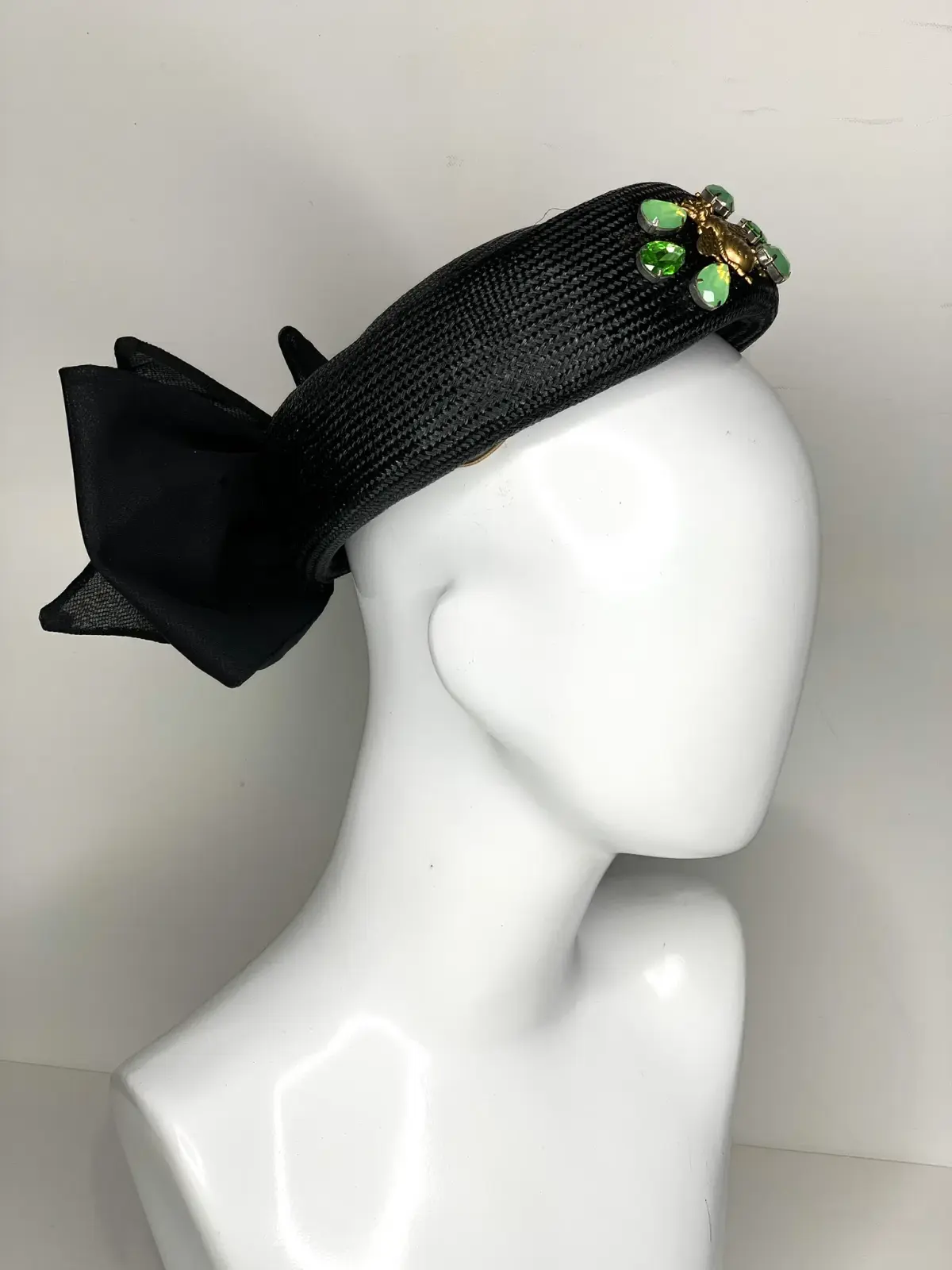 Halo & Rose Pillbox Hat Black/Green  - Image 6