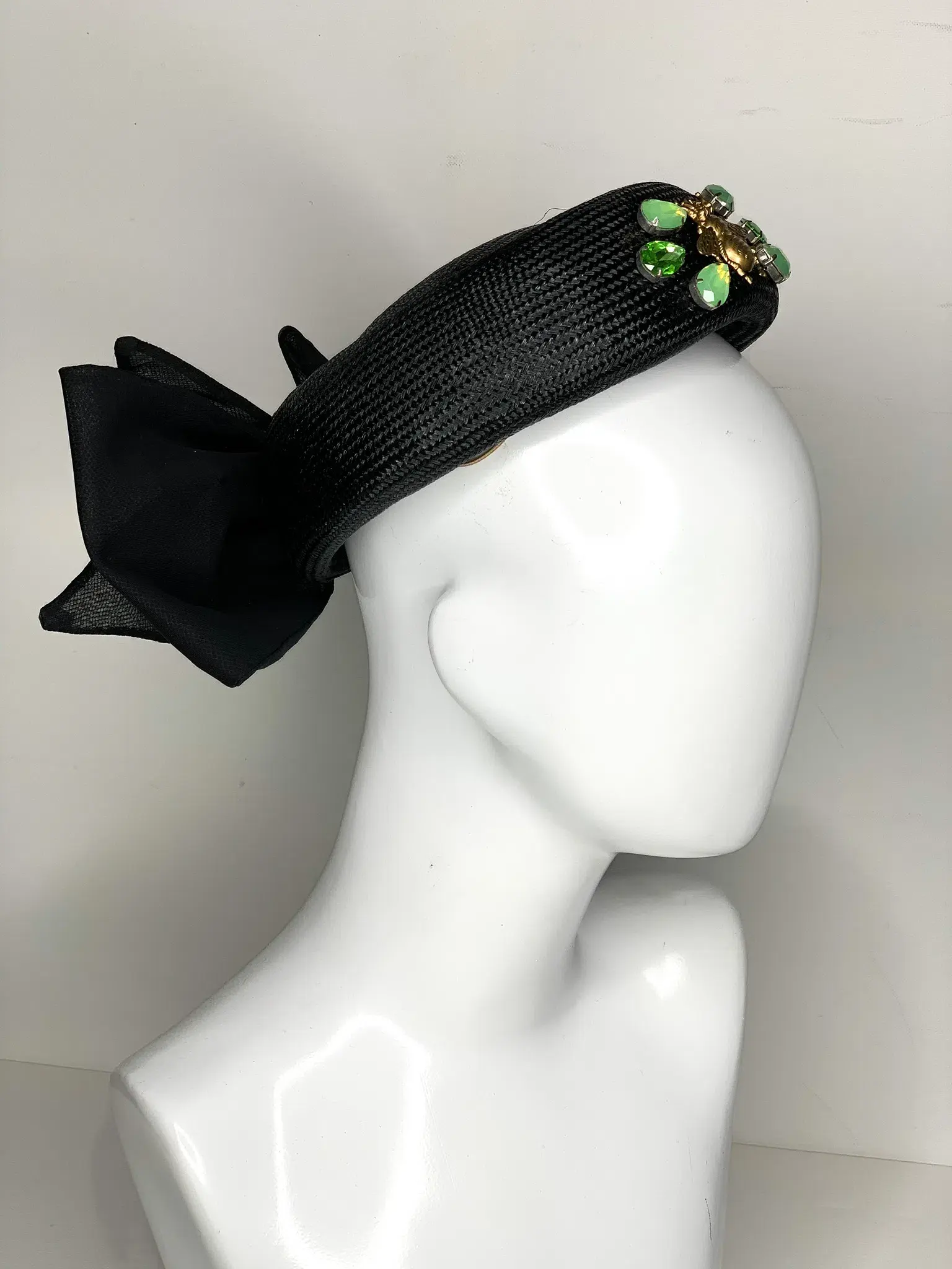 Halo & Rose Pillbox Hat Black/Green  - Image 6