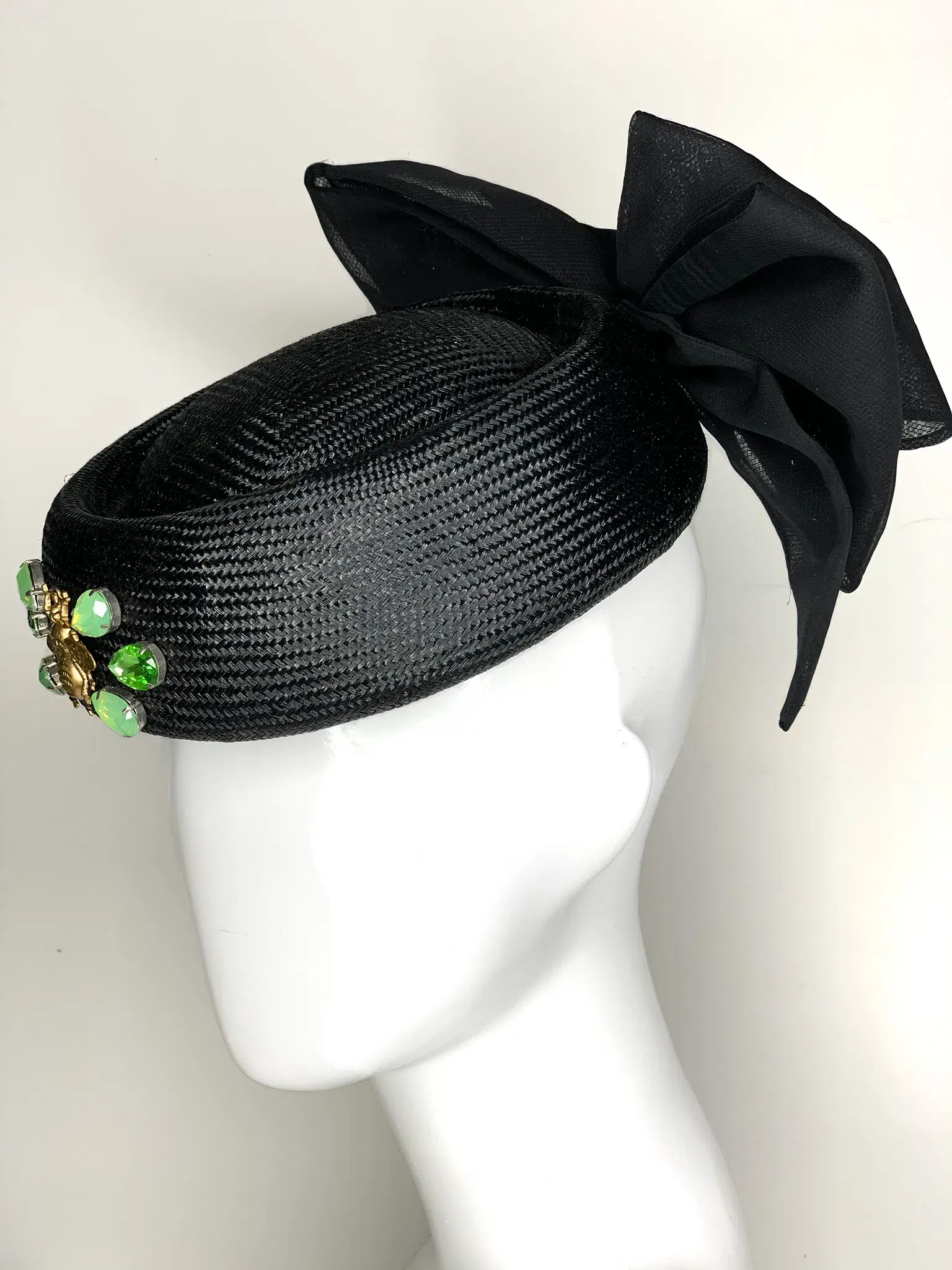 Halo & Rose Pillbox Hat Black/Green  - Image 8