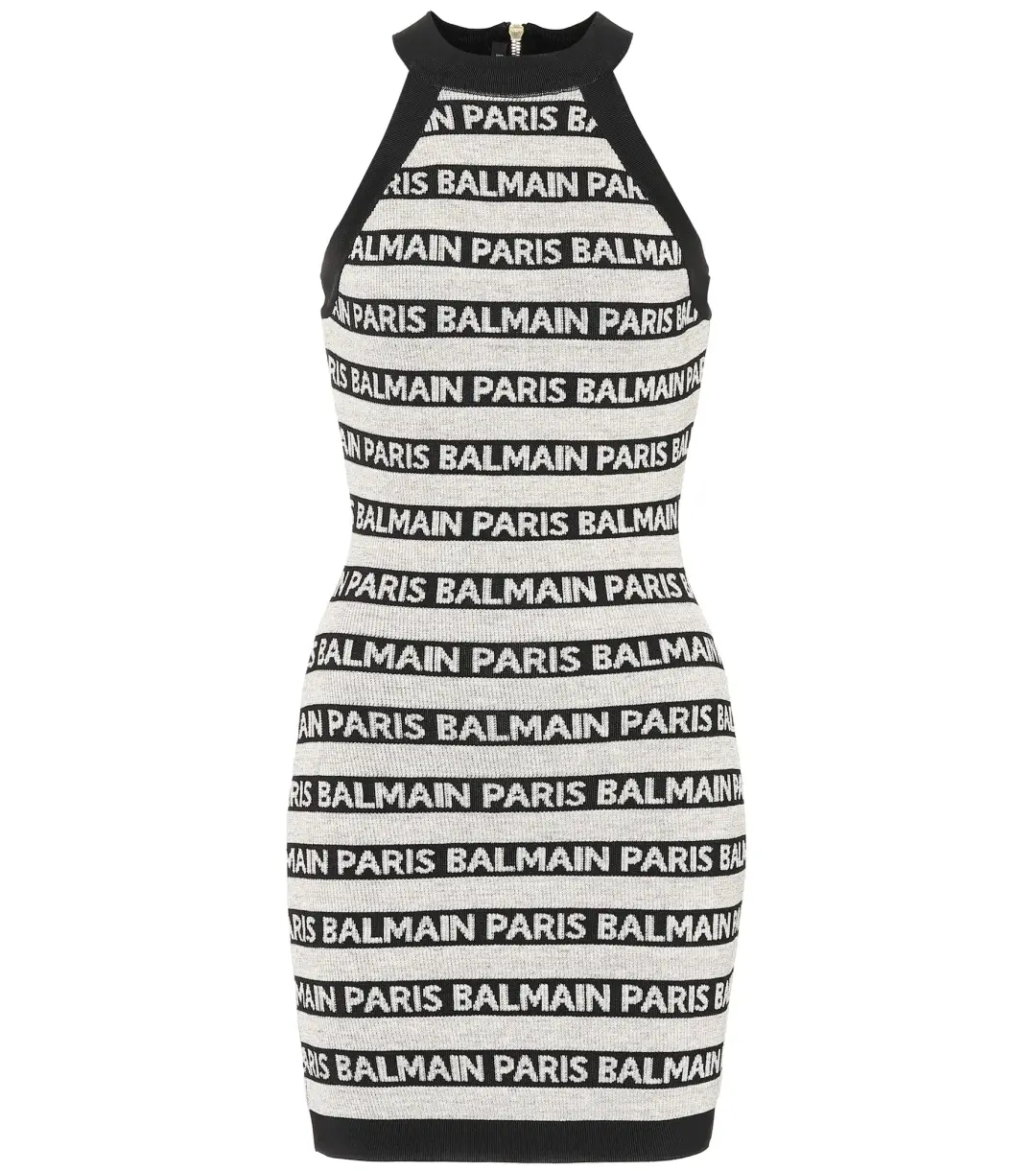 Balmain Logo Intarsia Knitted Mini Dress in Black/White Size 8 for rent on The Volte - main image