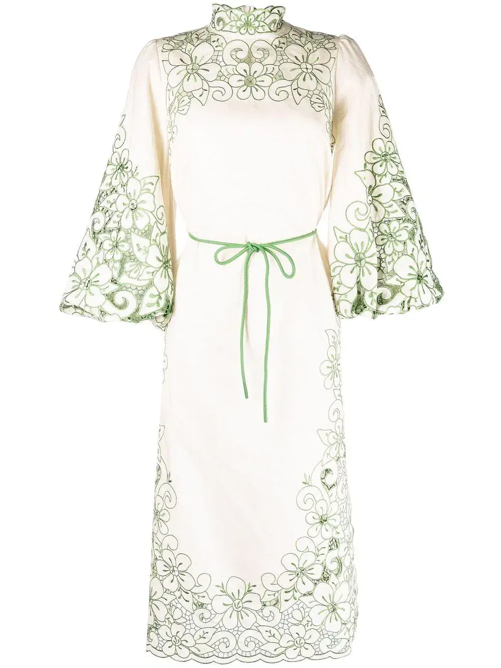 Zimmermann Teddy Floral Midi Dress Cream/Green Size 2 - Image 4