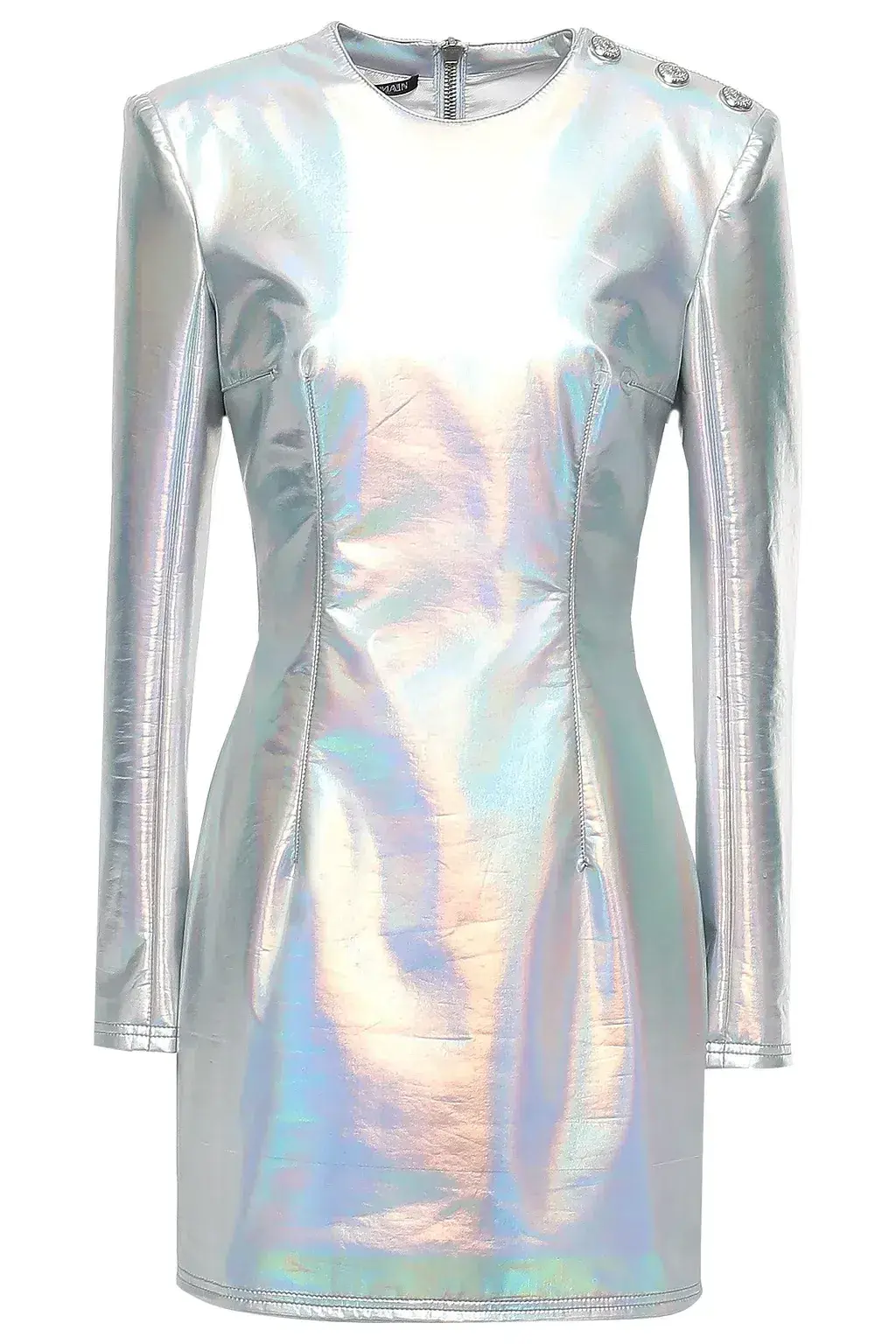 Balmain Holographic Iridescent Dress Silver Size S - Image 3