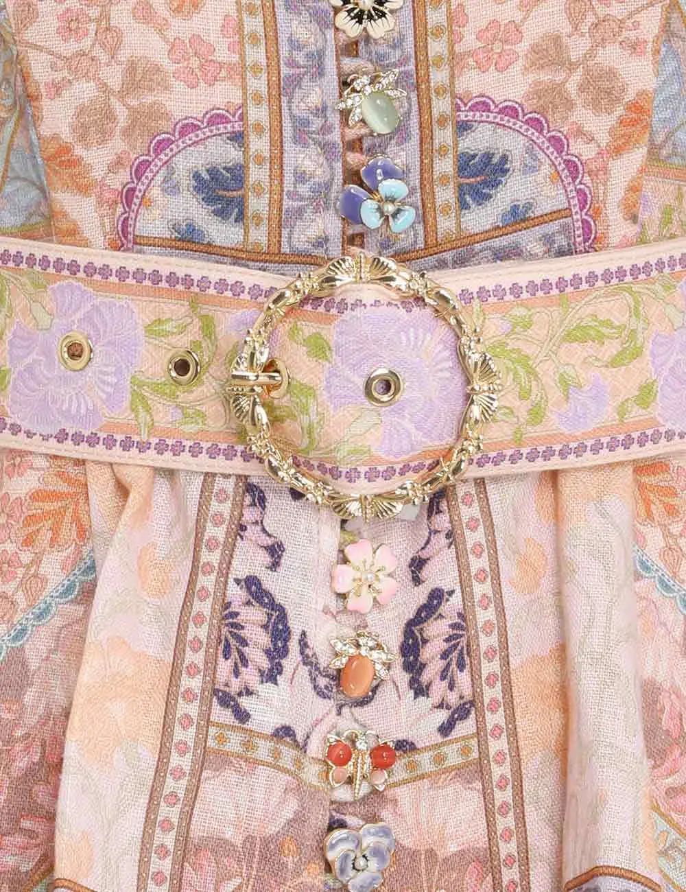 Zimmermann Stargazer Kaleidoscope Buttoned Mini Dress Multi Swirl Floral Print Size 2 / AU 12 - Image 3