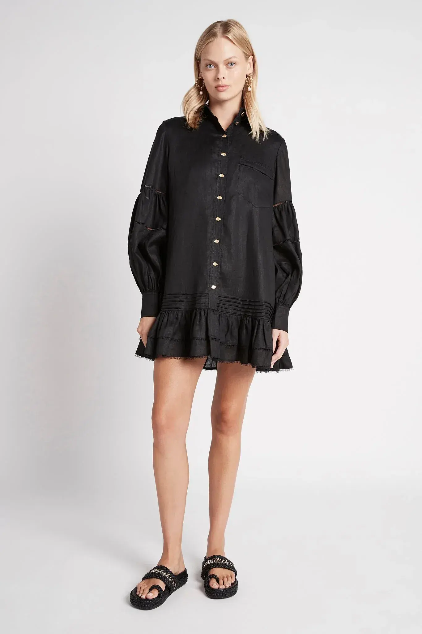 Aje Lotus Shirt Dress Black Size 16 - Image 1