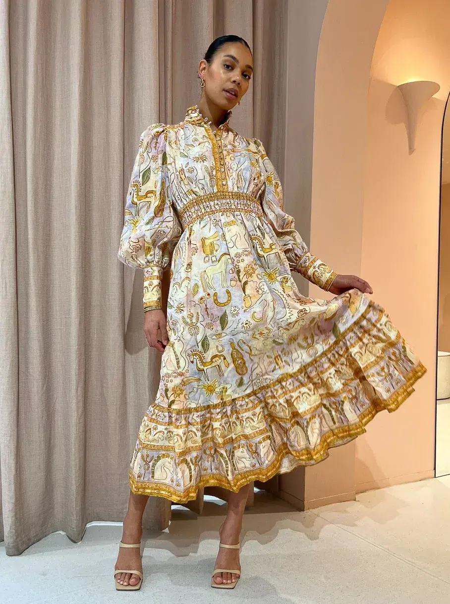 Alemais Solitaire Midi Dress Print Size 8 - Image 3