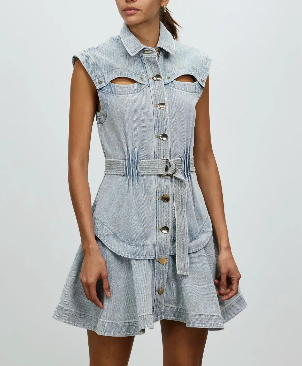 Acler Blake Denim Dress Ice Wash Blue Size 8  - Image 2