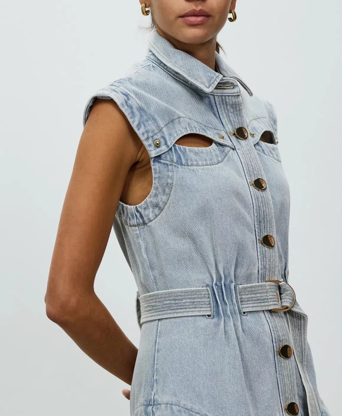 Acler Blake Denim Dress Ice Wash Blue Size 8  - Image 3