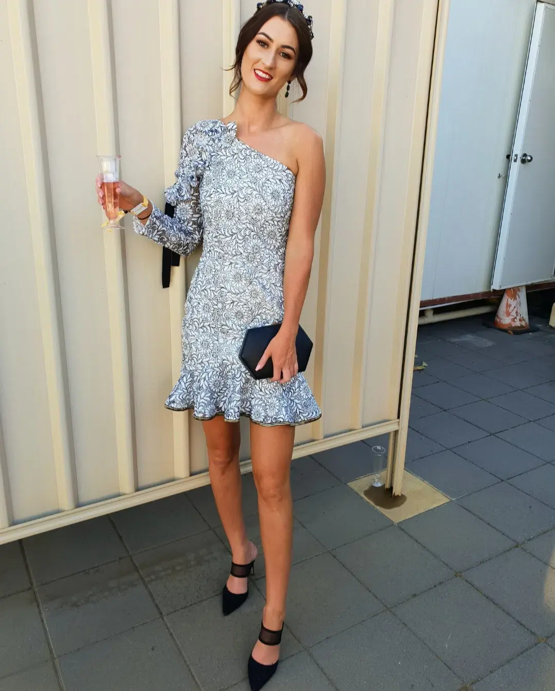 Rebecca Vallance Sophia One Shoulder Dress Print Size 8 for rent on The Volte - main image