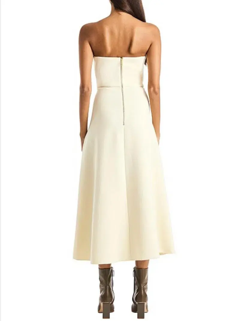 Dion Lee Pierced Crepe Concave Midi Dress Yellow Size 4 - Image 2