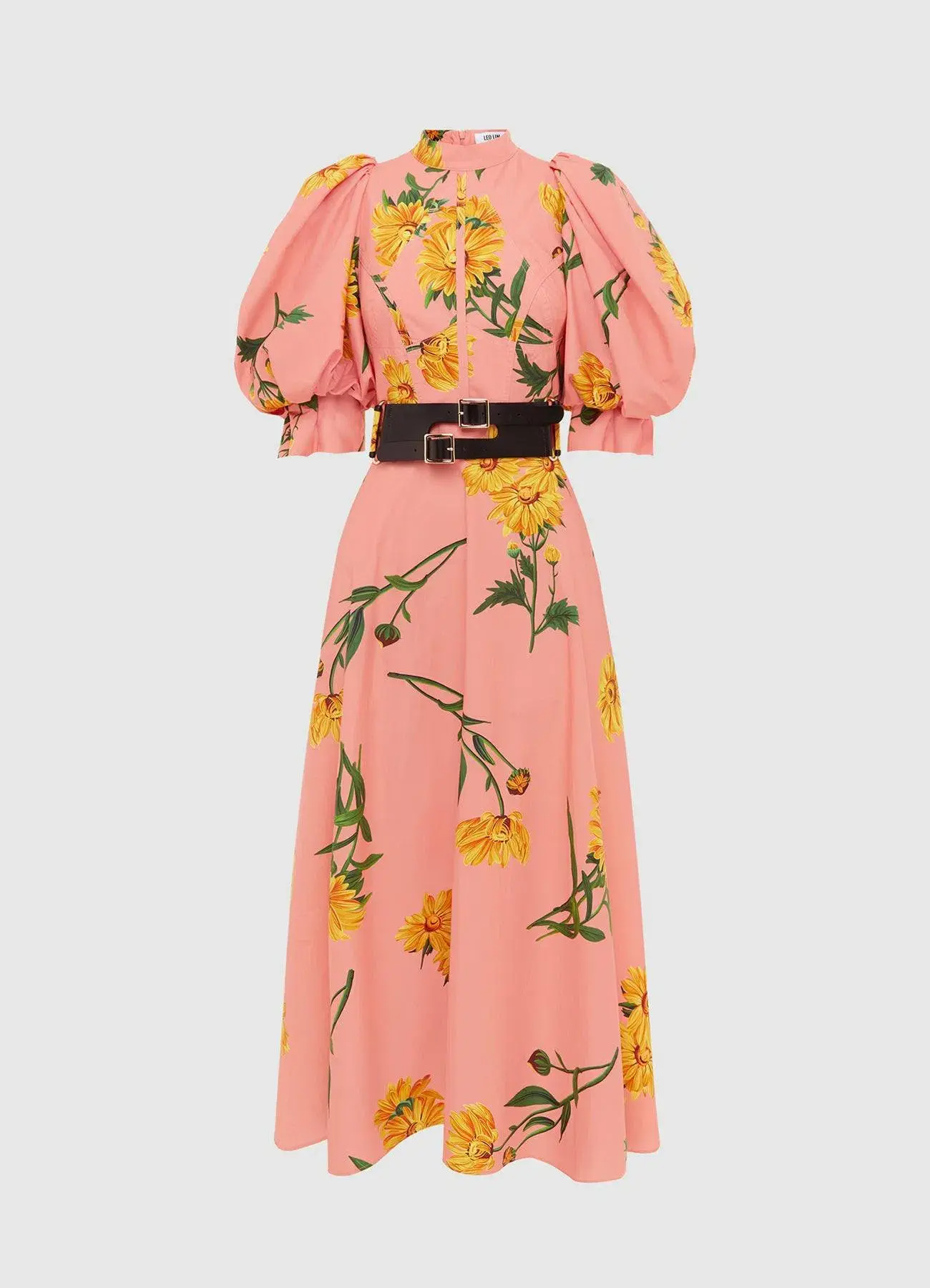 Leo Lin Marguerite Rose Cotton Dress Coral Print Size 10 - Image 1