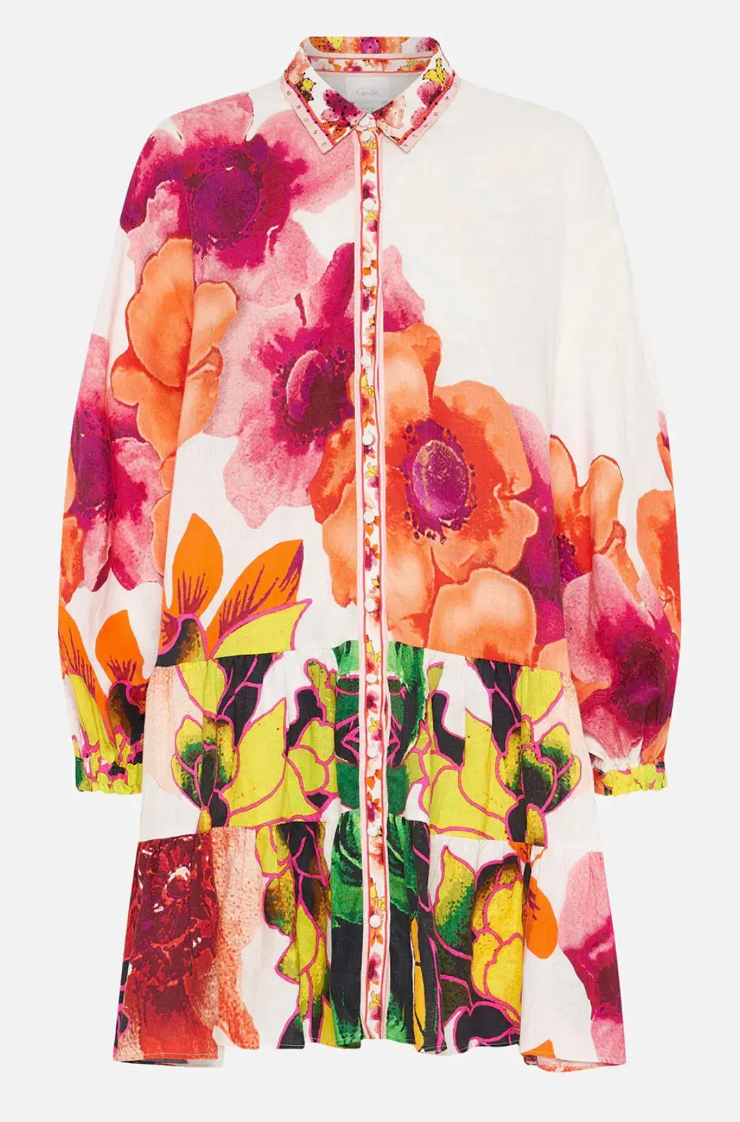 Camilla Pretty As A Poppy Tiered Shirt Dress Print Size L  - Image 4