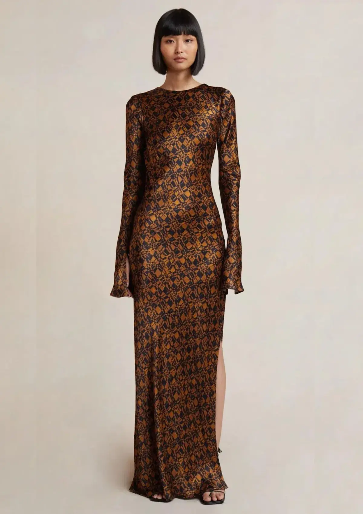 Bec & Bridge Checkmate Long Sleeve Maxi Dress Print Size 8 - Image 1