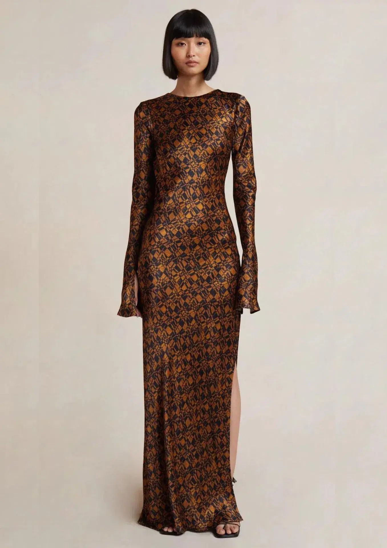 Bec & Bridge Checkmate Long Sleeve Maxi Dress Print Size 8 - Image 1