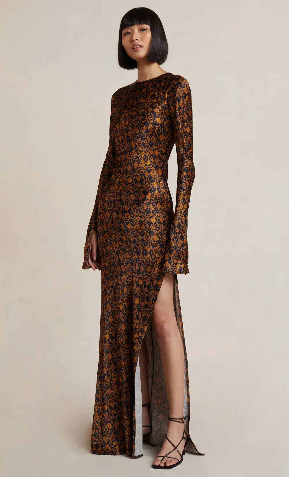 Bec & Bridge Checkmate Long Sleeve Maxi Dress Print Size 8 - Image 2
